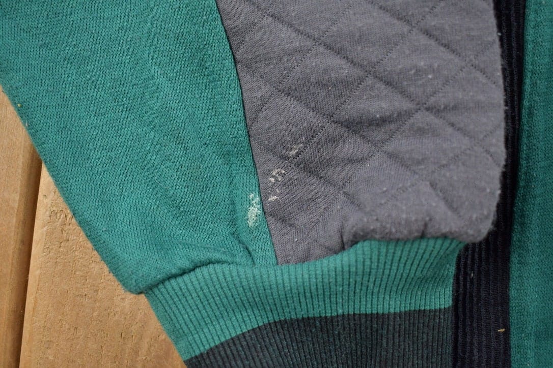 Vintage 1990s Denim Express Colour Block Quarter Button Sweatshirt Men's XL - Image 4