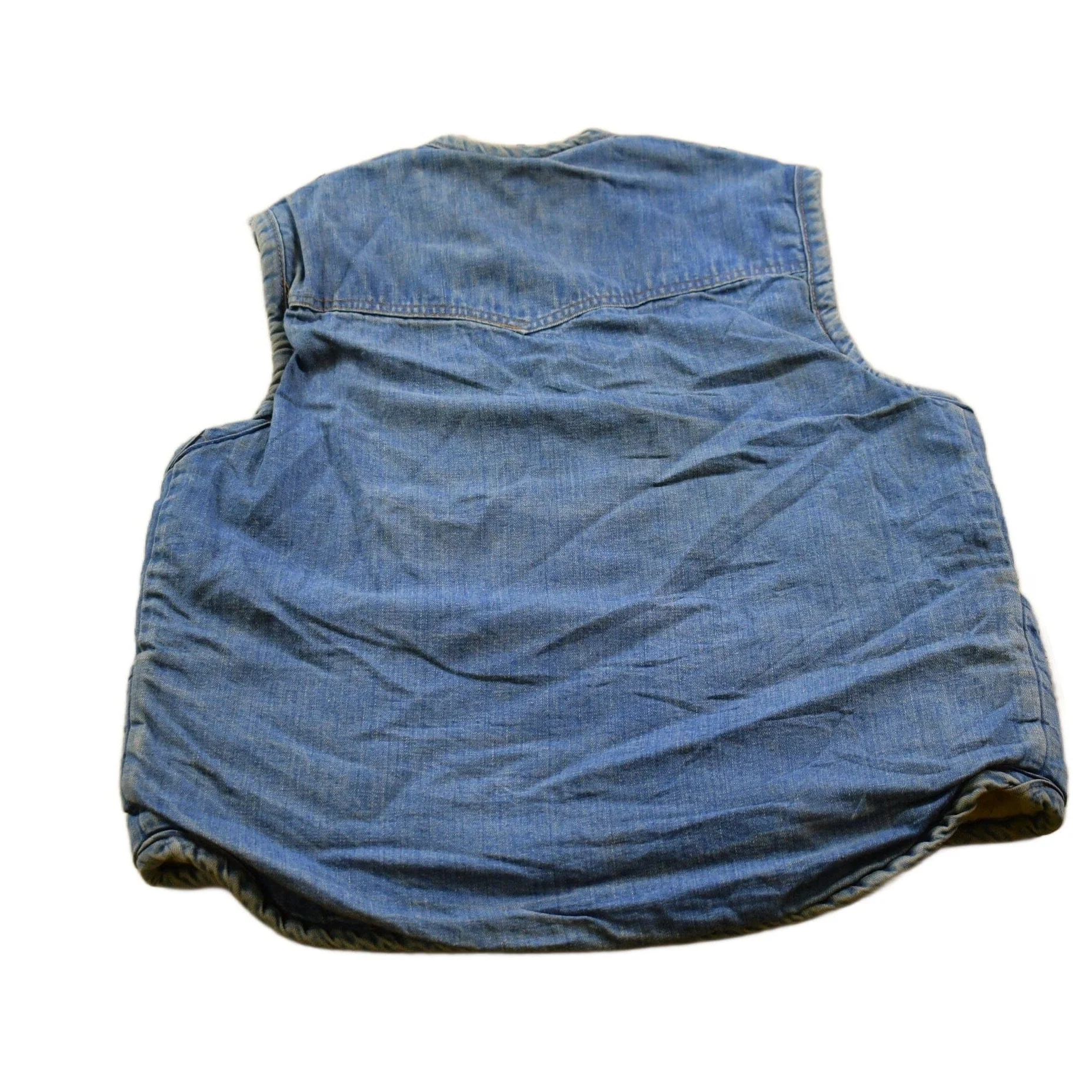 Vintage 1990s Denim Jean Sherpa Lined Vest Men's Small - Image 2