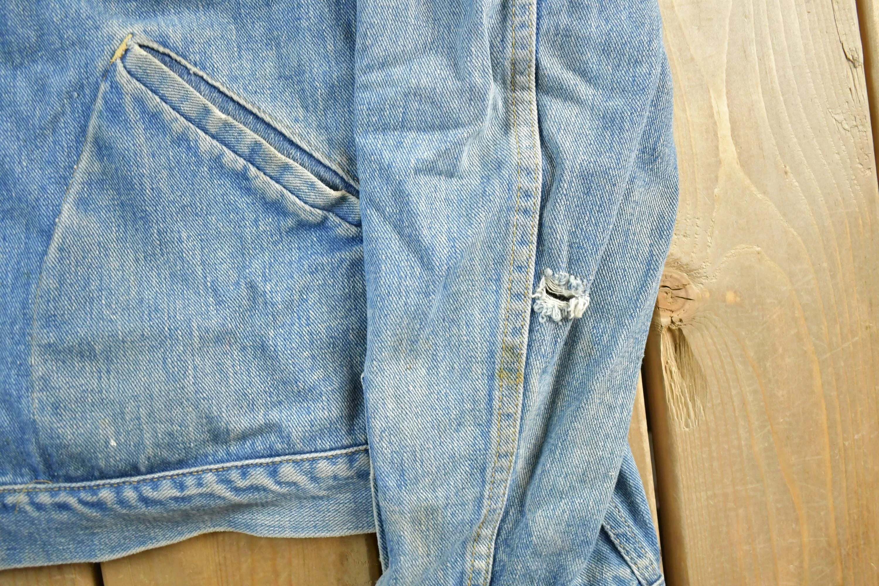 Vintage 1990s Denim Jean Trucker Jacket Men's Large - Image 3