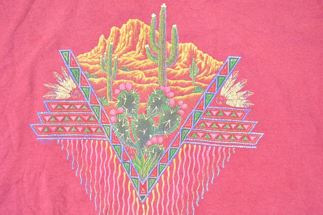Vintage 1990s Desert Cactus Souvenir Travel T-Shirt Men's XL - Image 3