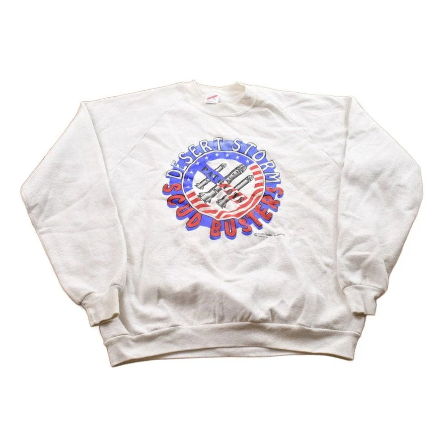 Vintage 1990s Desert Storm Scud Busters Military Crewneck Sweatshirt
