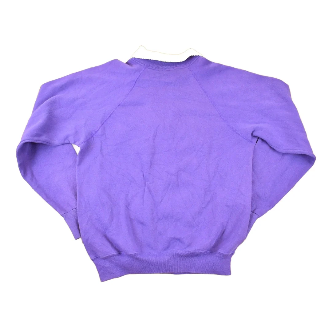 Vintage 1990s Design Pointe Floral Collared Graphic Print Crewneck Sweatshirt Women's M - Image 2