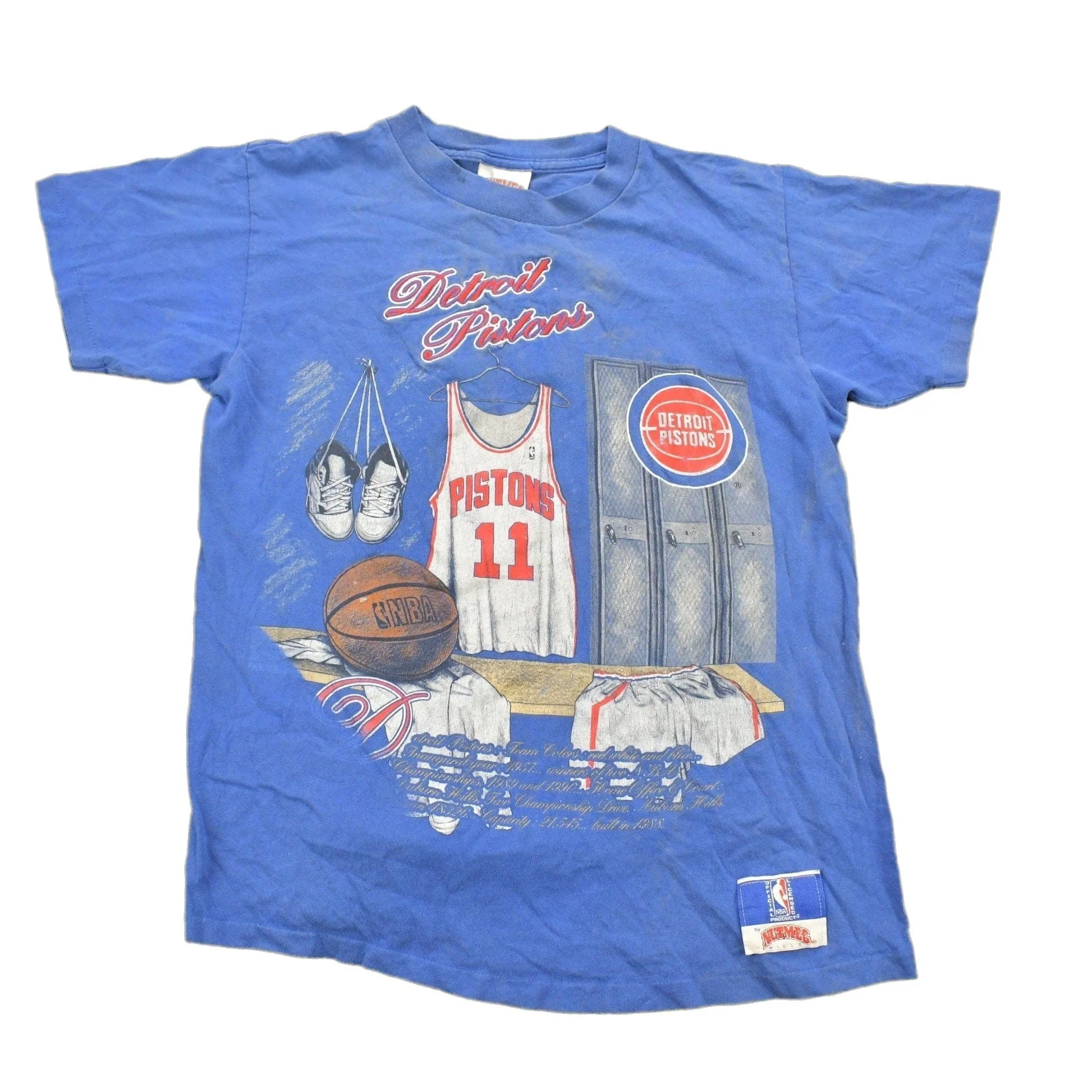 Vintage 1990s Detroit Pistons NBA Embroidered Graphic T-Shirt Men's Medium