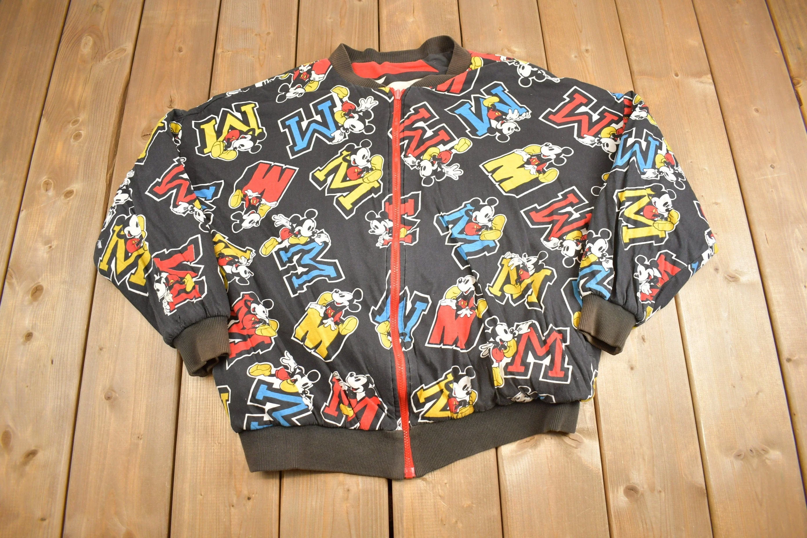 Vintage 1990s Disney Mickey Mouse All Over Print Reversible Jacket Men's Large - Image 3