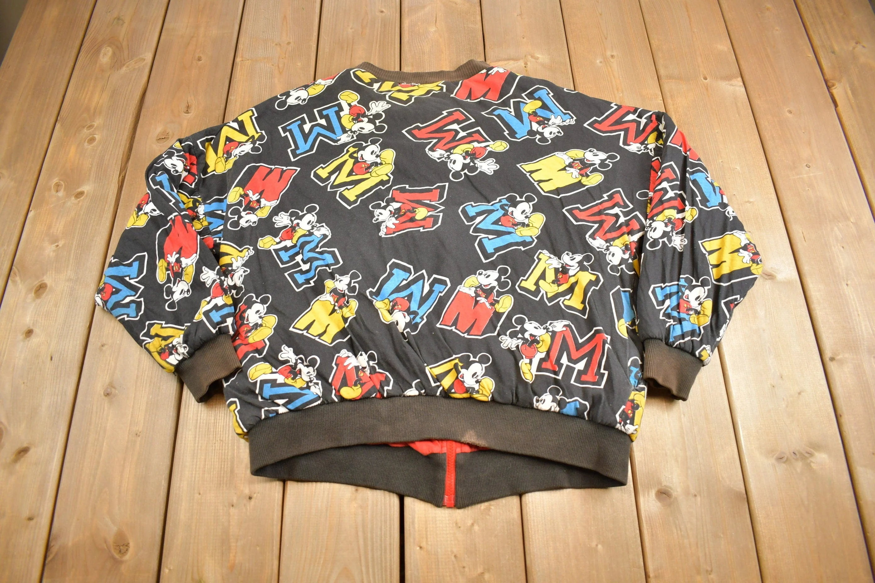 Vintage 1990s Disney Mickey Mouse All Over Print Reversible Jacket Men's Large - Image 4