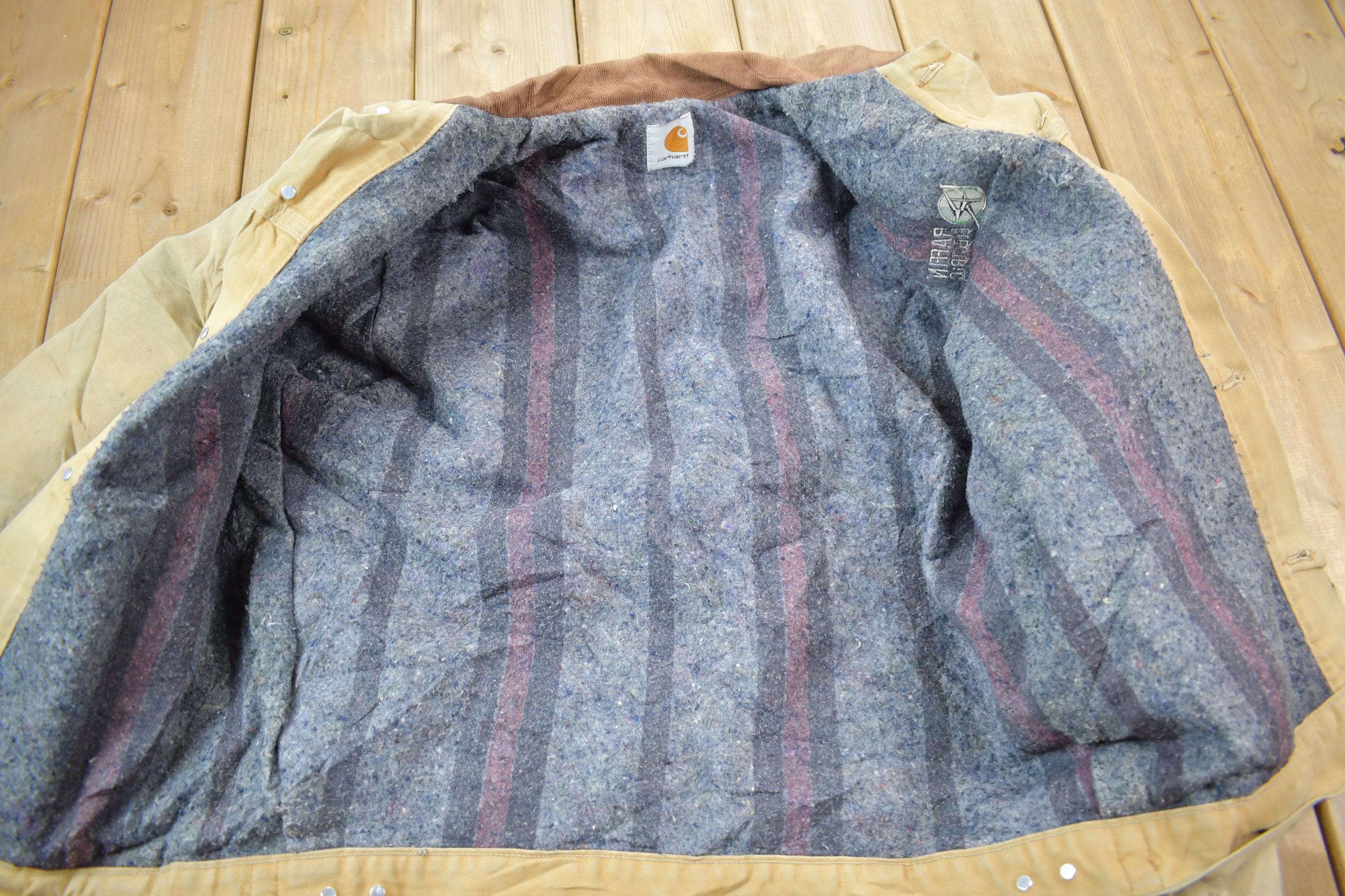 Vintage 1990s Distressed Carhartt Blanket Lined Button Down Jacket Men's L - Image 4