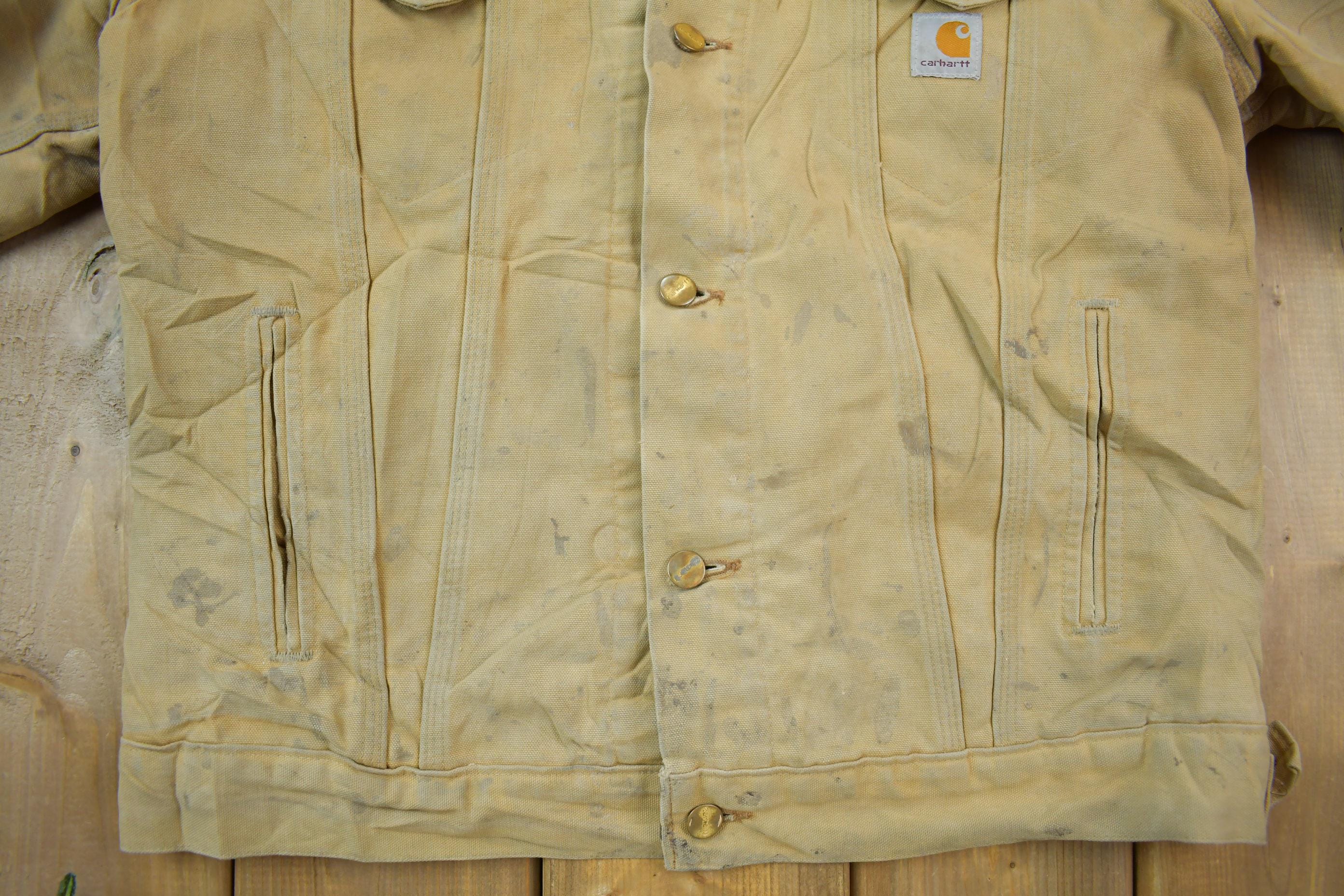 Vintage 1990s Distressed Carhartt Blanket Lined Button Down Jacket Men's L - Image 6