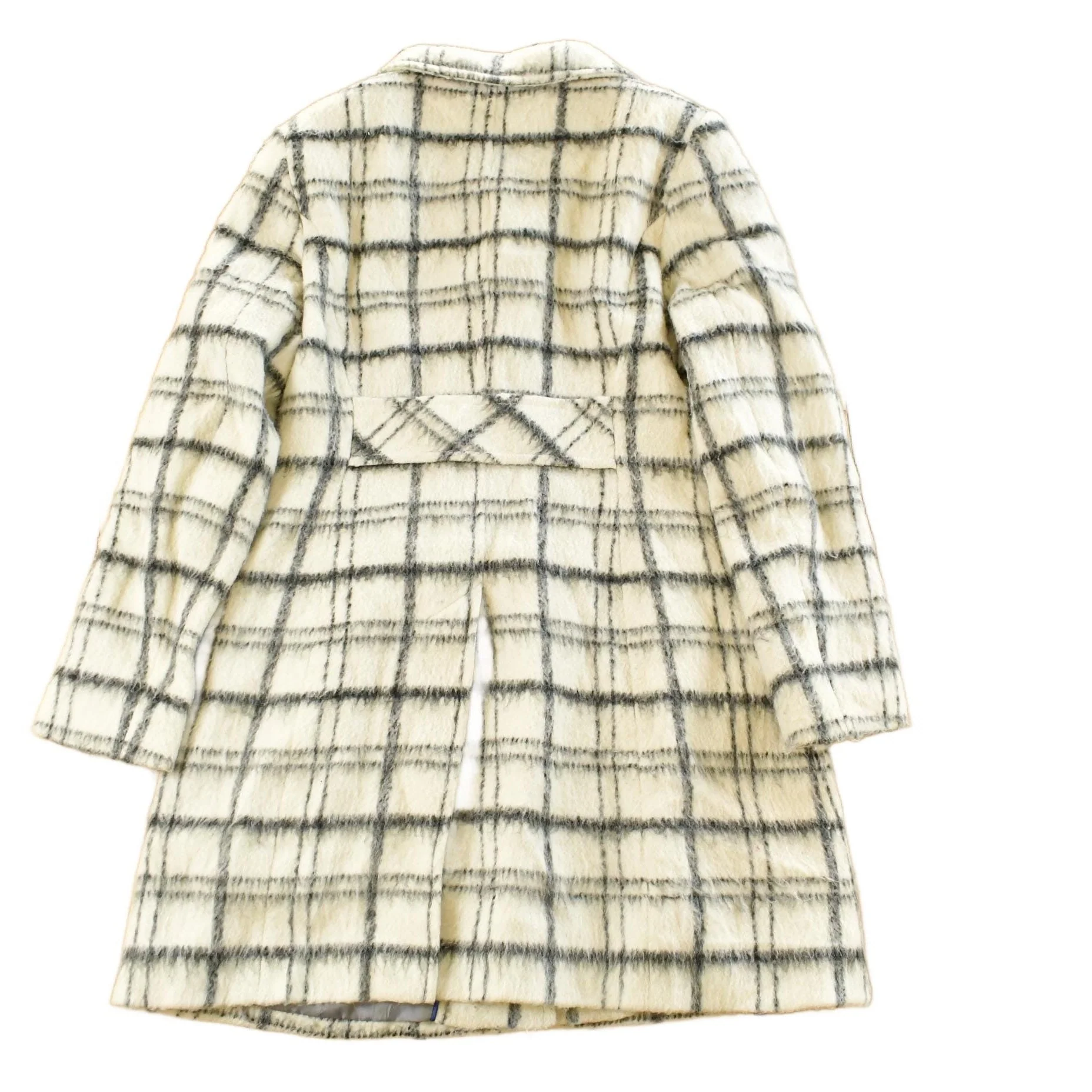 Vintage 1990s DKNY Wool Plaid Trench Coat Women's Medium - Image 2