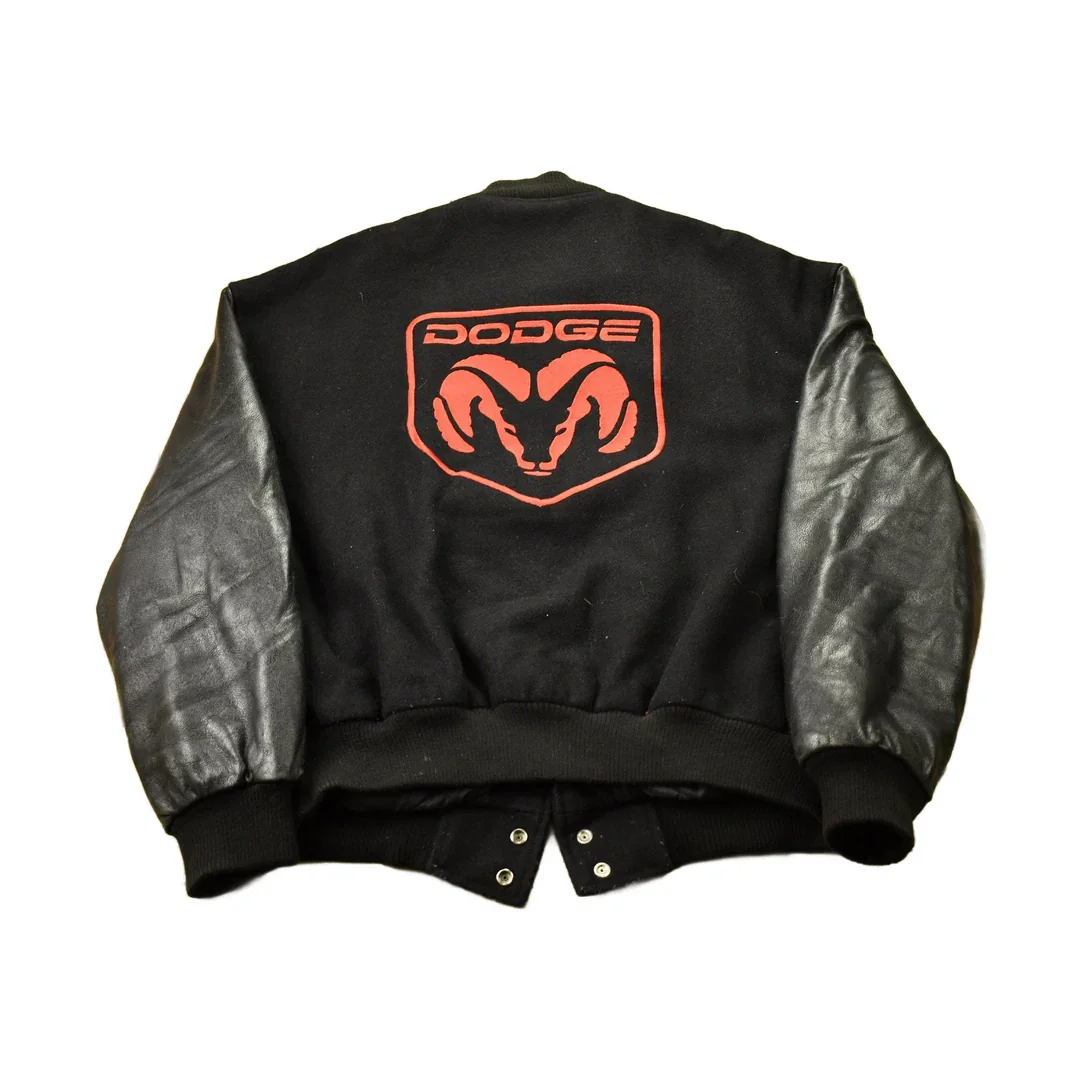 Vintage 1990s Dodge Leather Varsity Jacket Men's Large