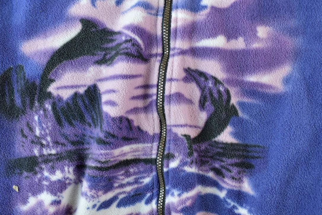 Vintage 1990s Dolphins Canadian Wildlife Fleece Outdoorsman Sweater Women's M-L - Image 3