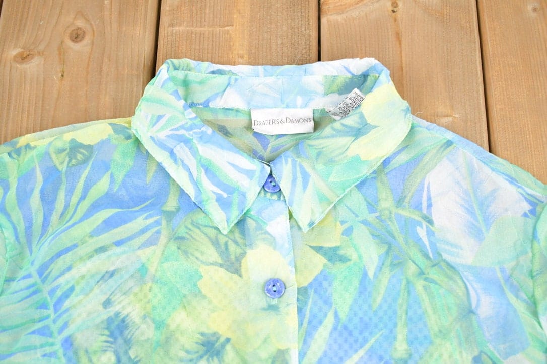 Vintage 1990s Drapers & Damons Floral Print Button Up Shirt Men's XL - Image 3