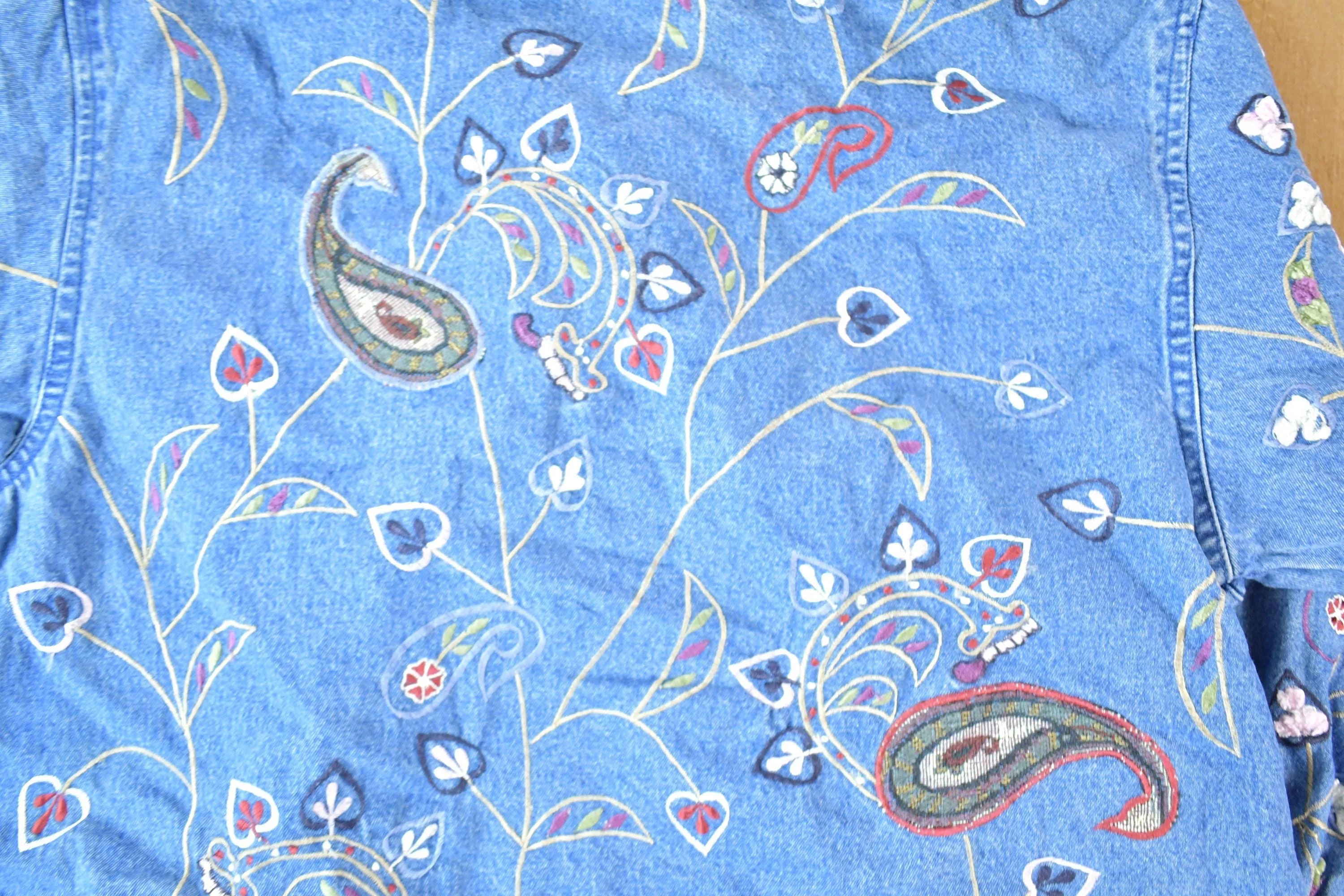 Vintage 1990s Dressbarn Womens AOP Western Style Paisley Denim Button Up Shirt Womens XL - Image 6