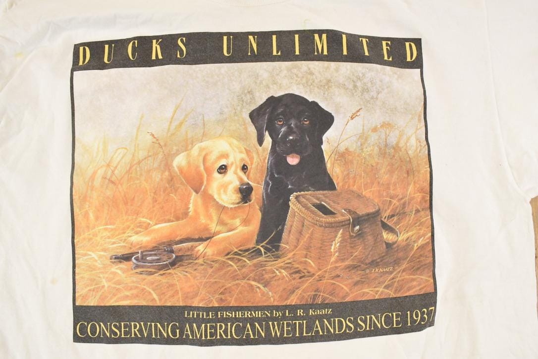Vintage 1990's Ducks Unlimited Puppy Souvenir Wetlands T-Shirt Men's XL - Image 3