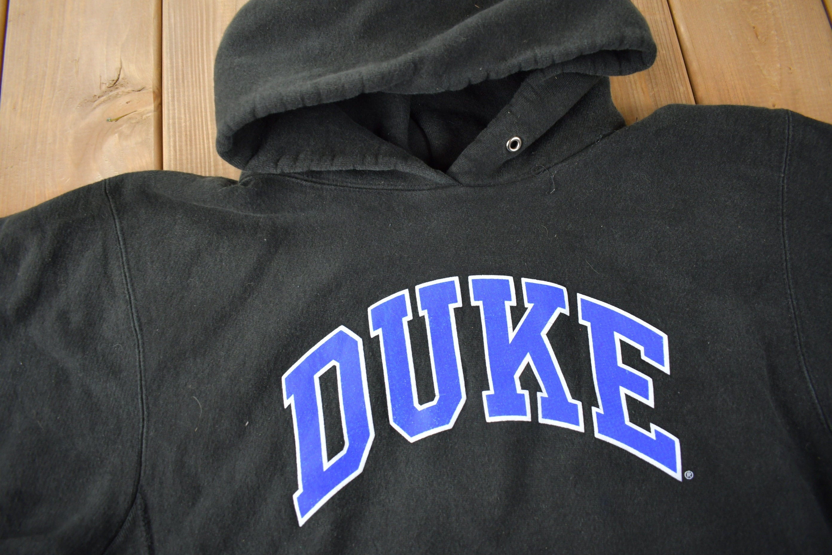 Vintage 1990s Duke University Collegiate Heavy Weight Hoodie Men's Medium - Image 3