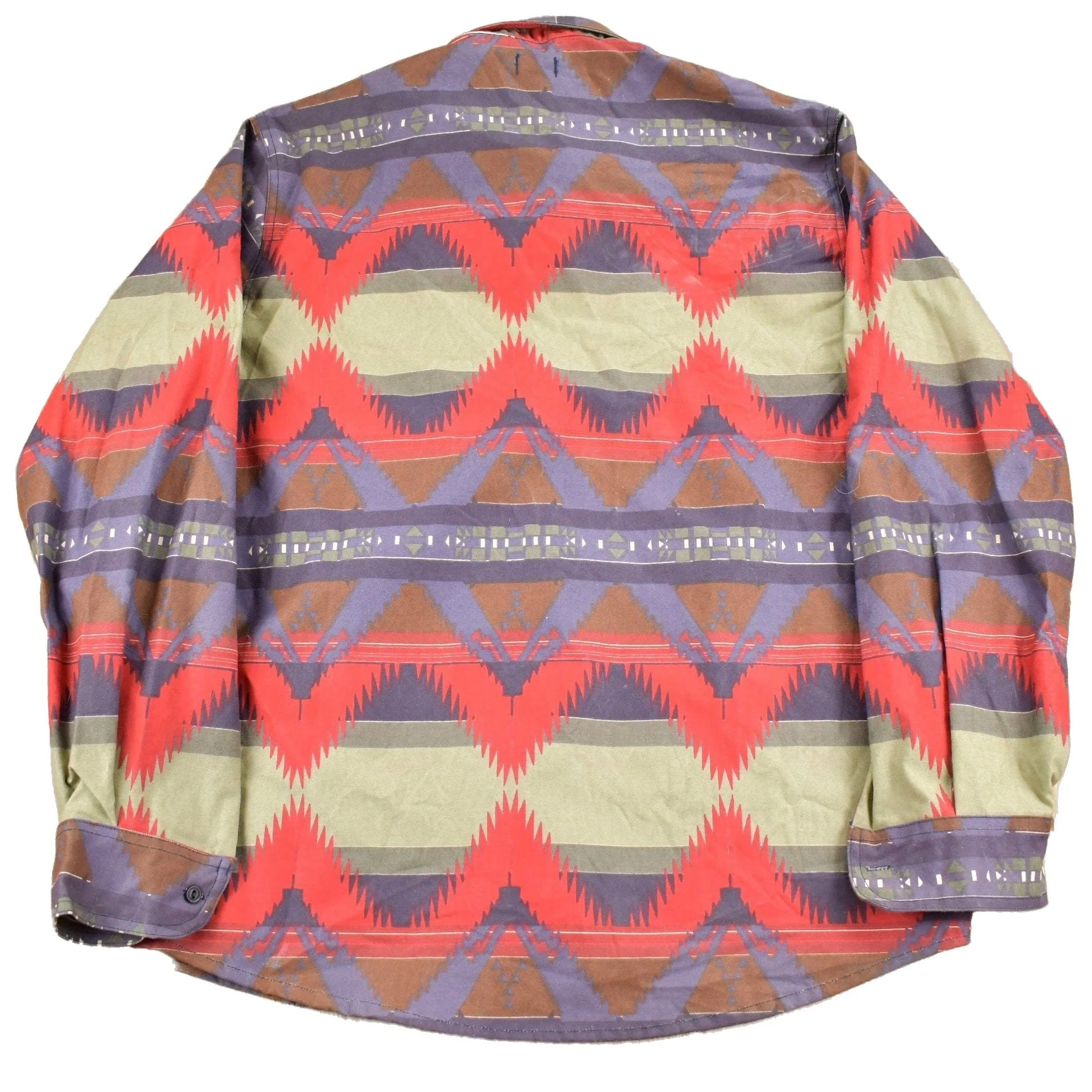 Vintage 1990s Earthbound Trading Co Aztec Pattern Button Up Shirt Heavy Weight Men's XL - Image 2