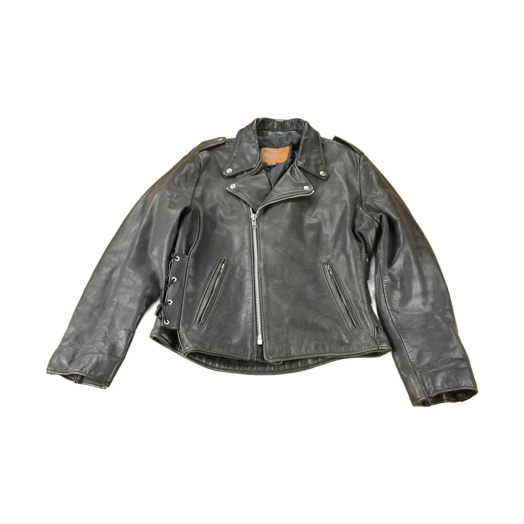 Vintage 1990s Easy Riders Leather Biker Jacket Made In USA Size 44
