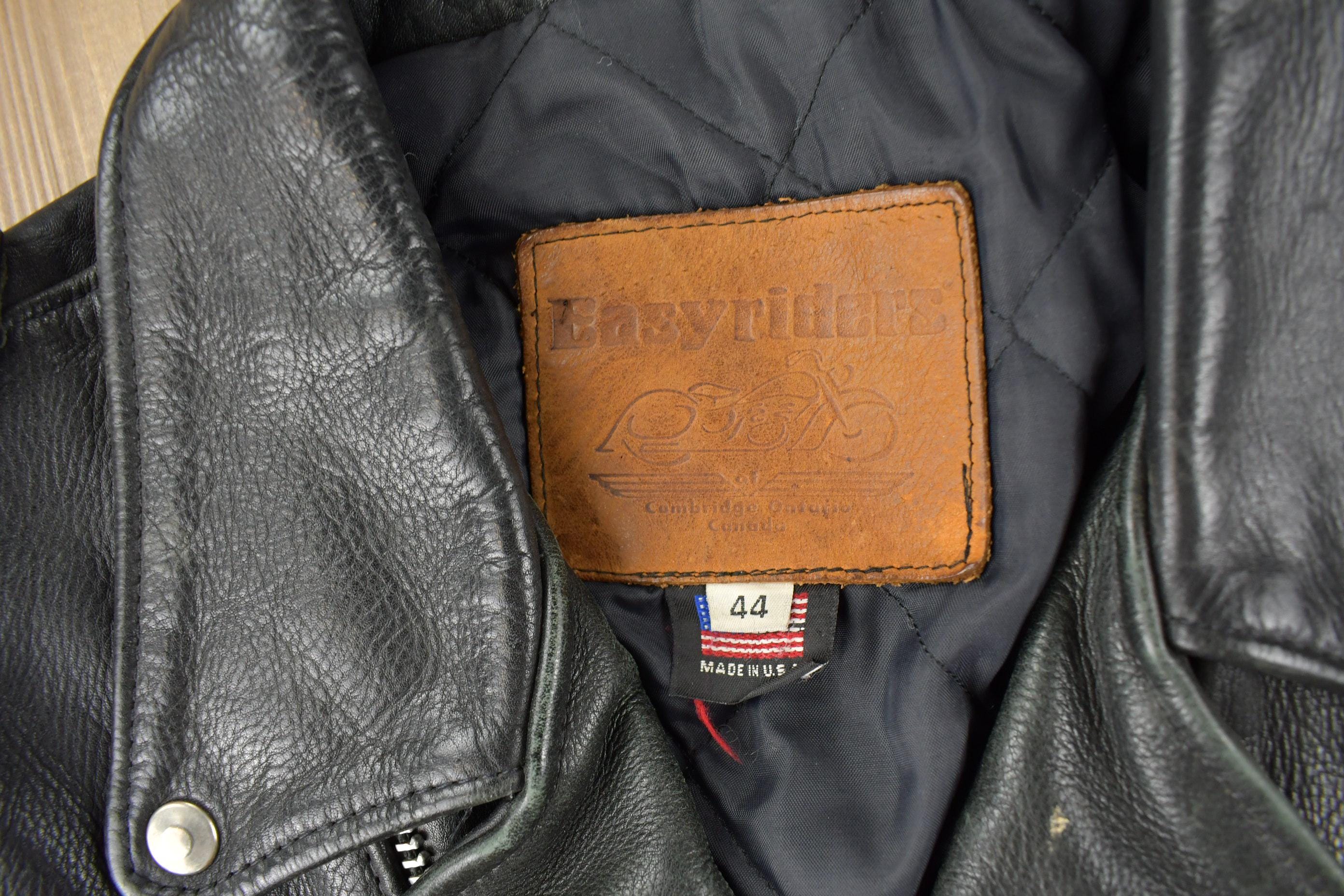 Vintage 1990s Easy Riders Leather Biker Jacket Made In USA Size 44 - Image 5