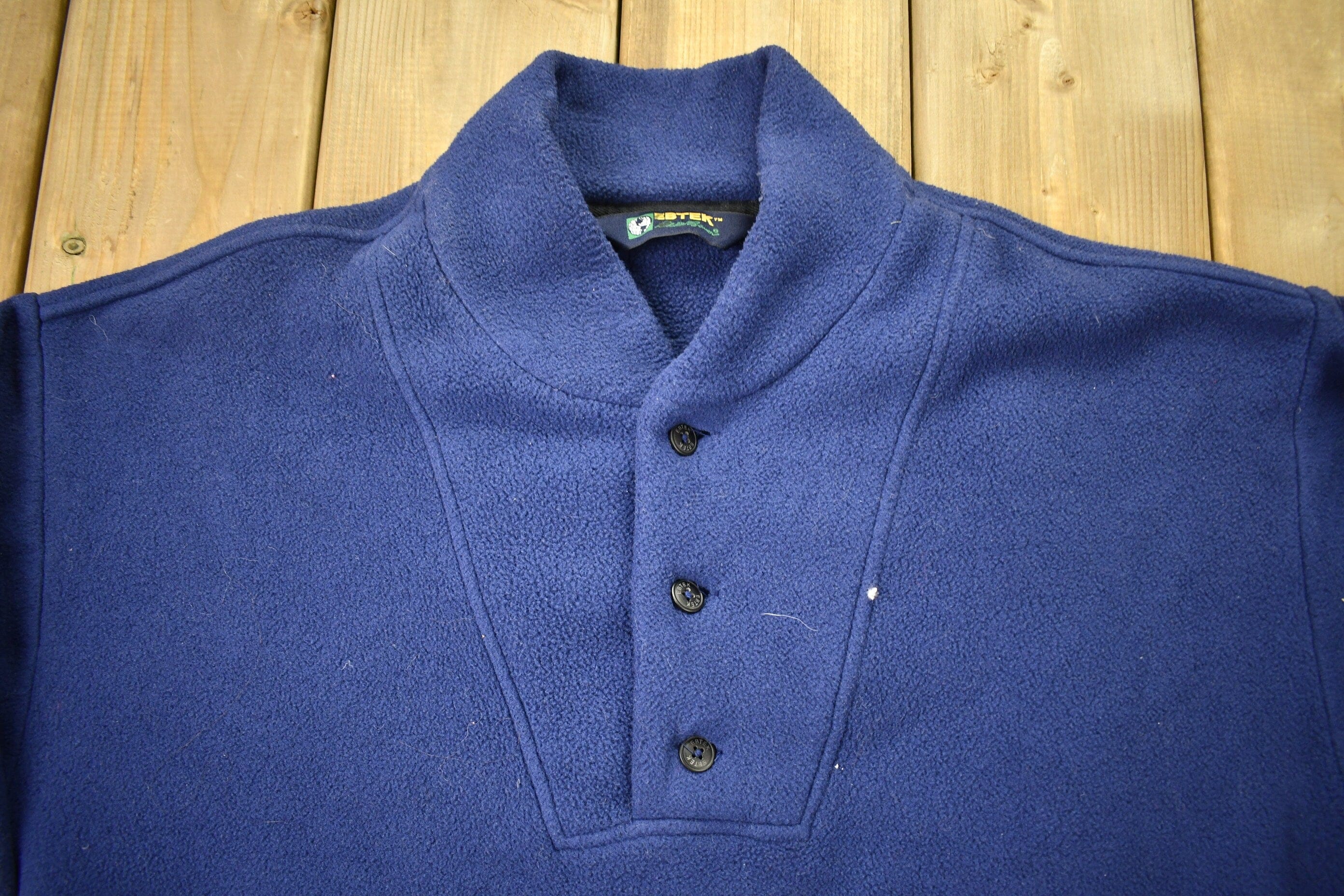 Vintage 1990s EB-TEK Eddie Bauer Quarter ButtonFleece Sweater Men's Large - Image 3
