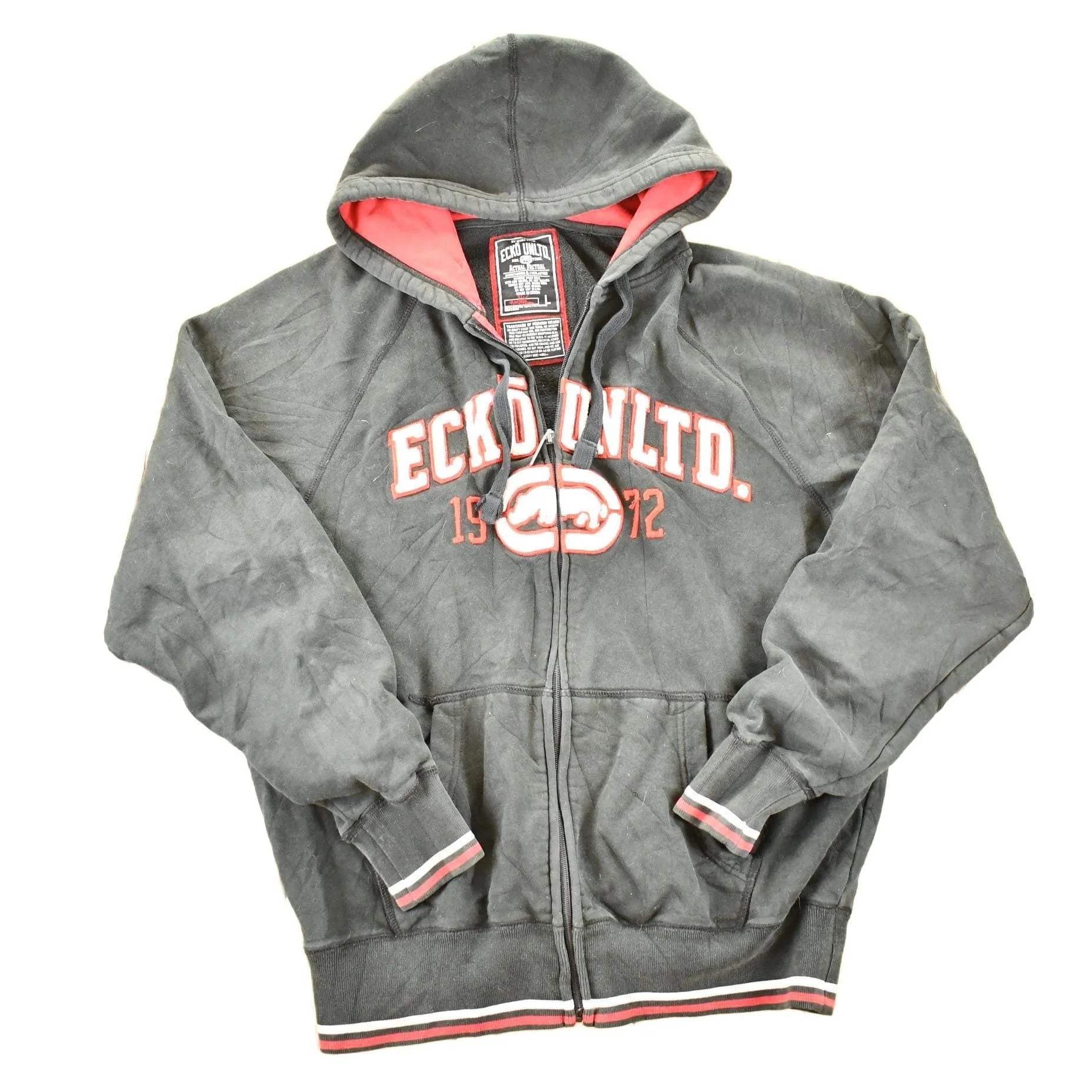 Vintage 1990s Ecko Unltd Actual Factual Zip Up Hoodie Sweater Men's L