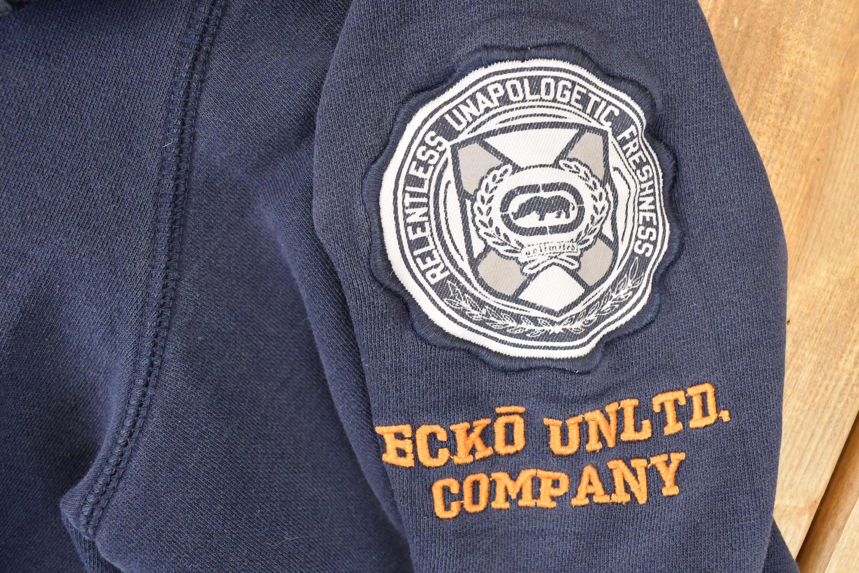 Vintage 1990s Ecko Unltd Full Zip Embroidered Hip Hip Hoodie Sweatshirt Mens XXL - Image 4
