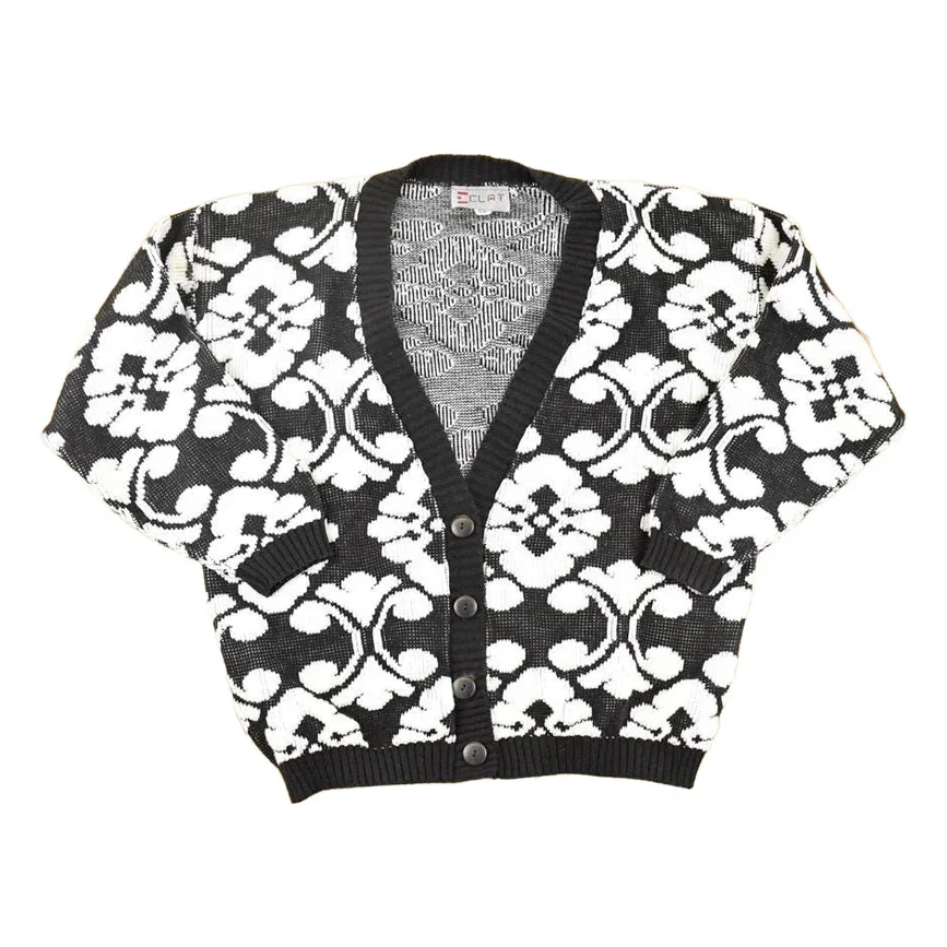 Vintage 1990s Eclat Abstract Knit Cardigan Sweater Women's XL