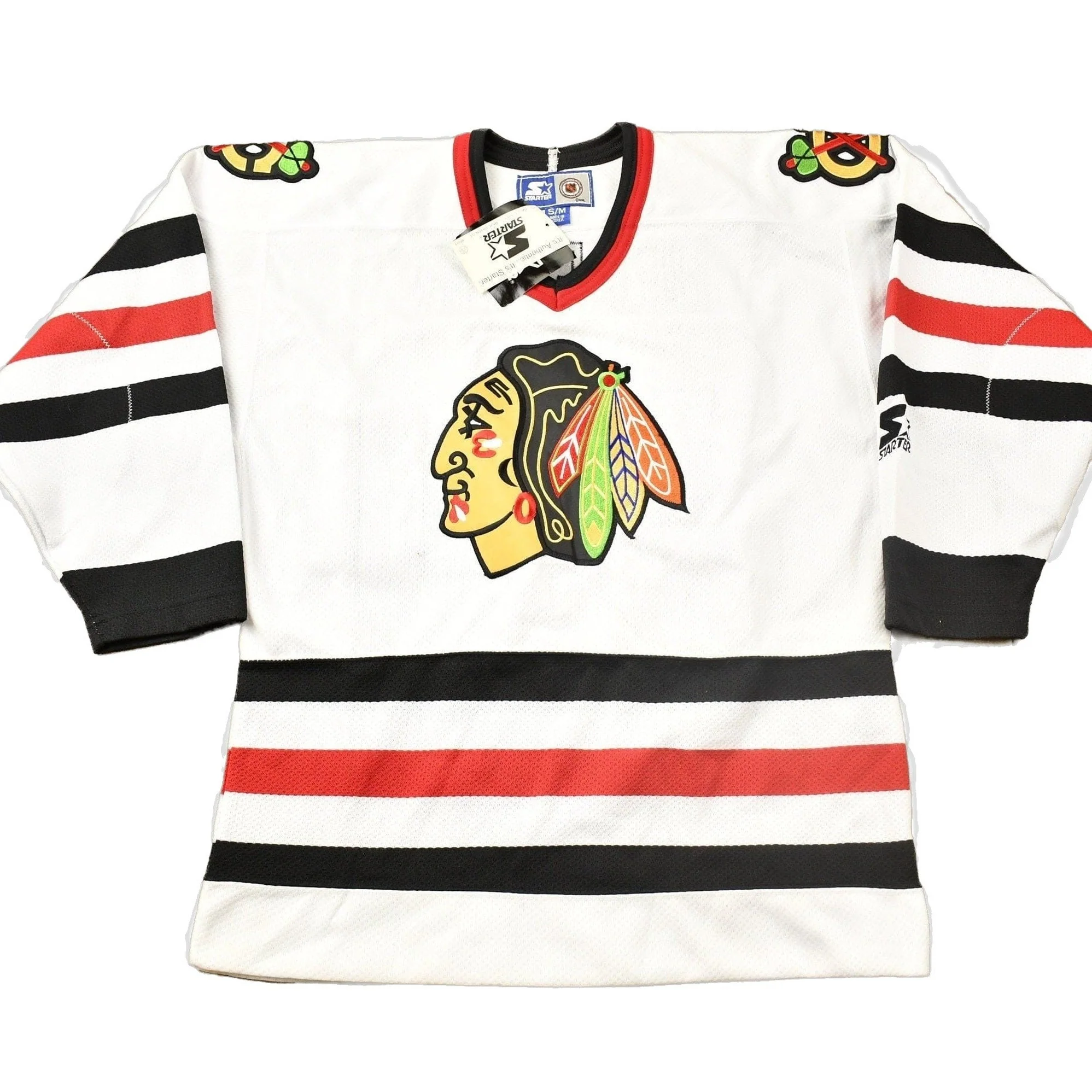 Vintage 1990s Ed Belfour Chicago Blackhawks Deadstock Starter NHL Hockey Jersey Men's M