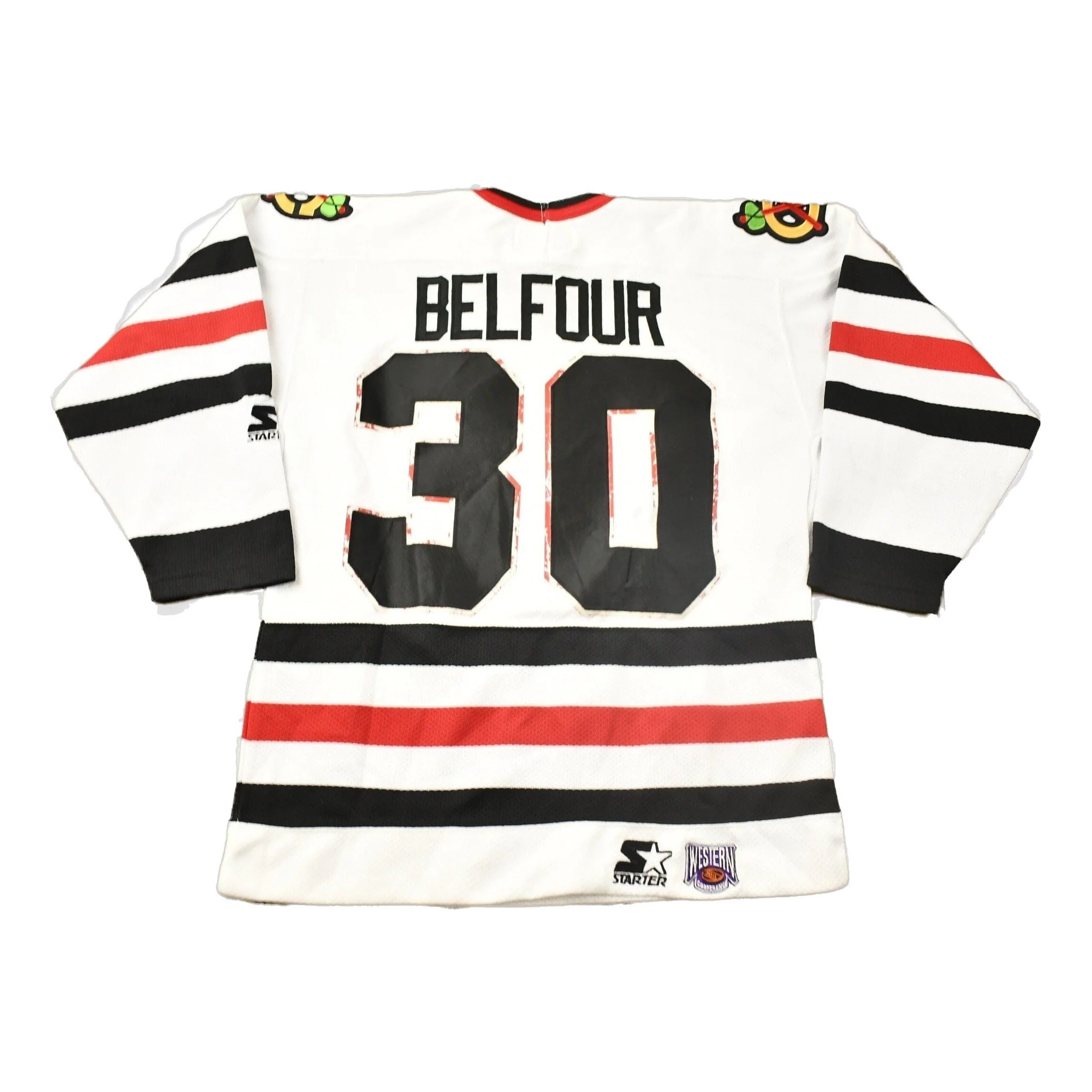 Vintage 1990s Ed Belfour Chicago Blackhawks Deadstock Starter NHL Hockey Jersey Men's M - Image 2