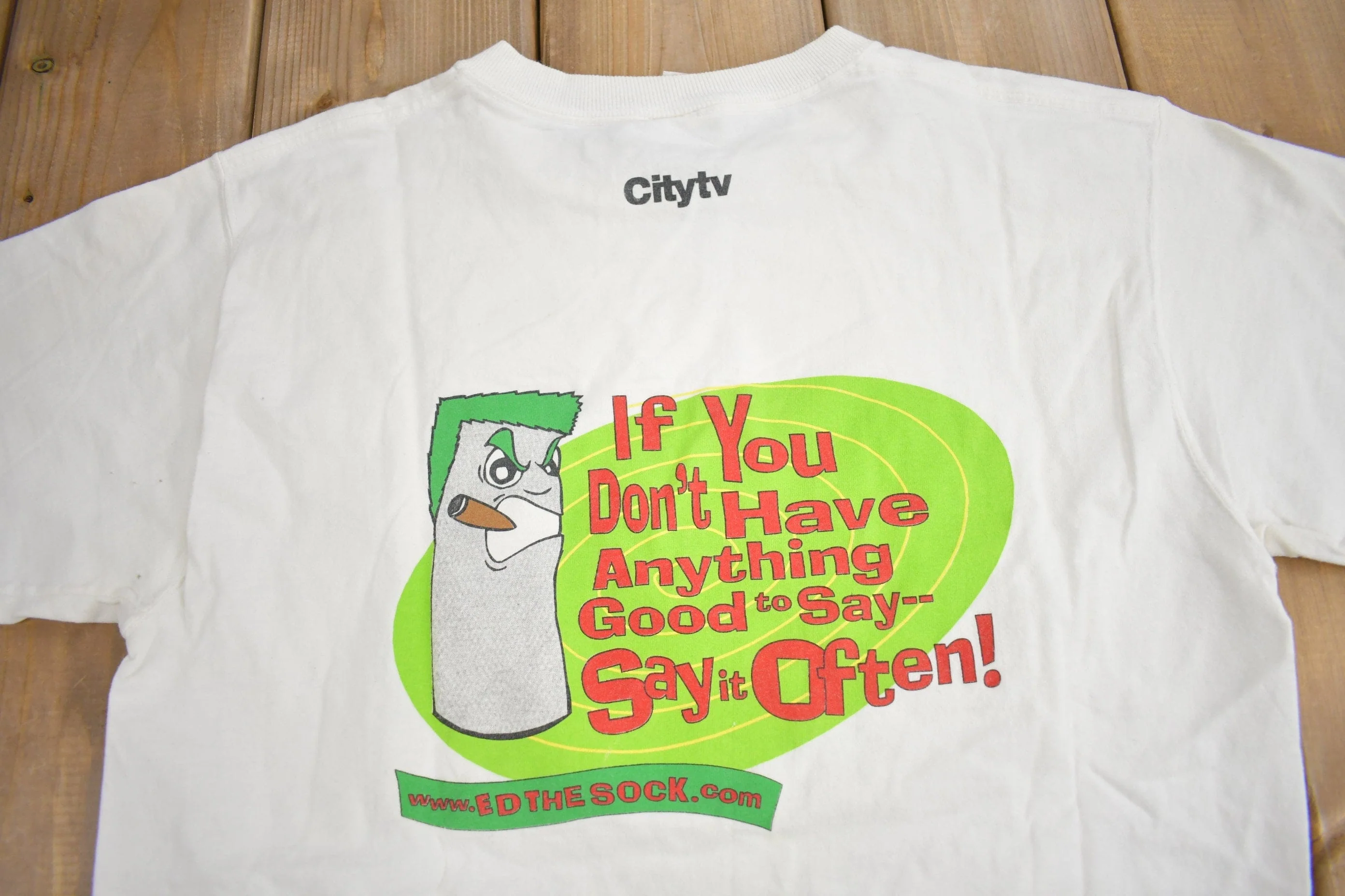 Vintage 1990s Ed The Sock Graphic T Shirt Men's Medium - Image 4
