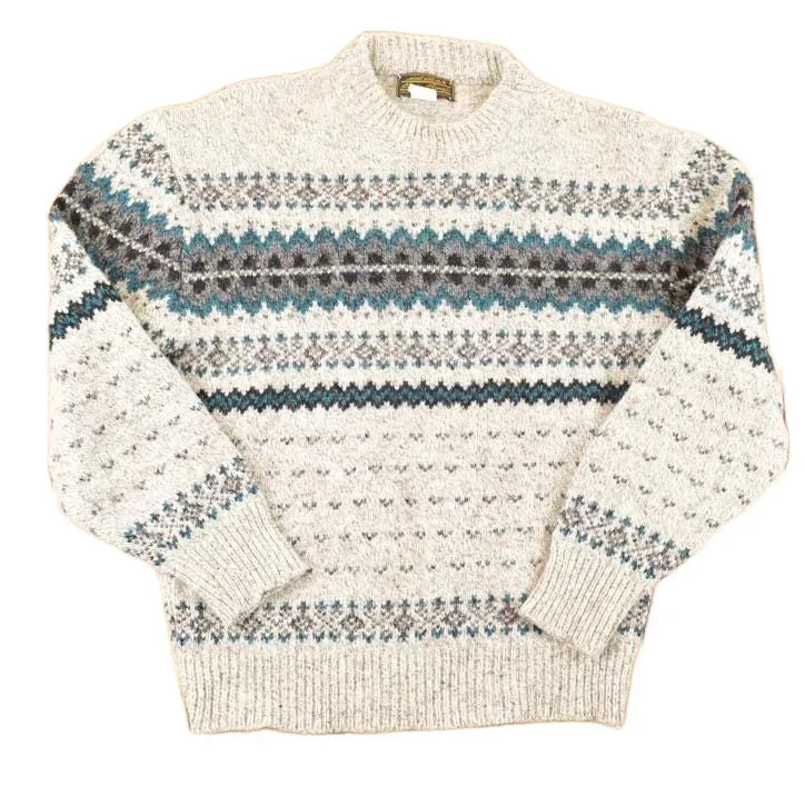 Vintage 1990s Eddie Bauer Abstract Wool Knit Sweater Men's M