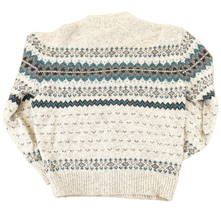 Vintage 1990s Eddie Bauer Abstract Wool Knit Sweater Men's M - Image 2