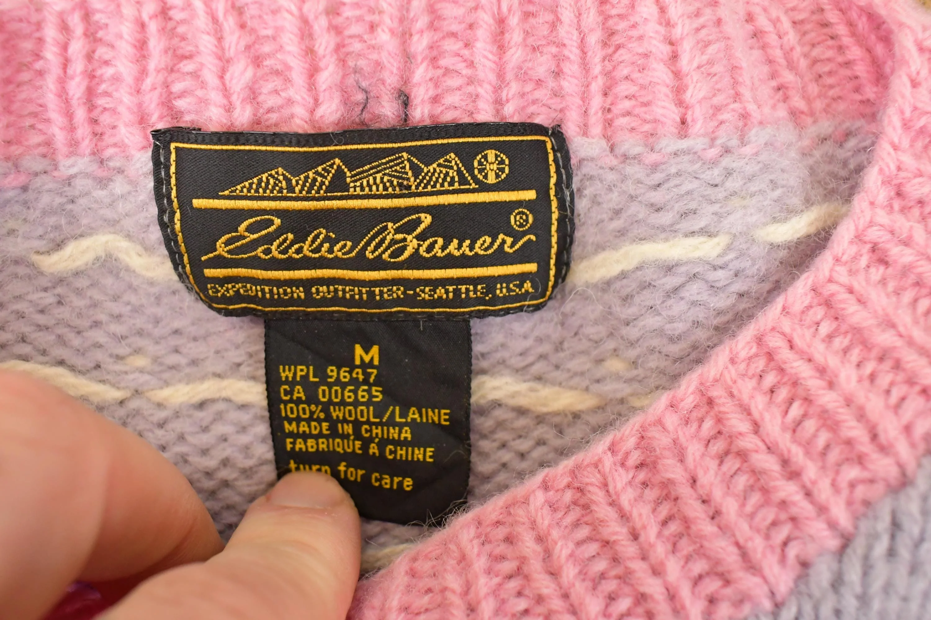 Vintage 1990s Eddie Bauer AOP Ski Wool Knit Cardigan Sweater Women's M - Image 4