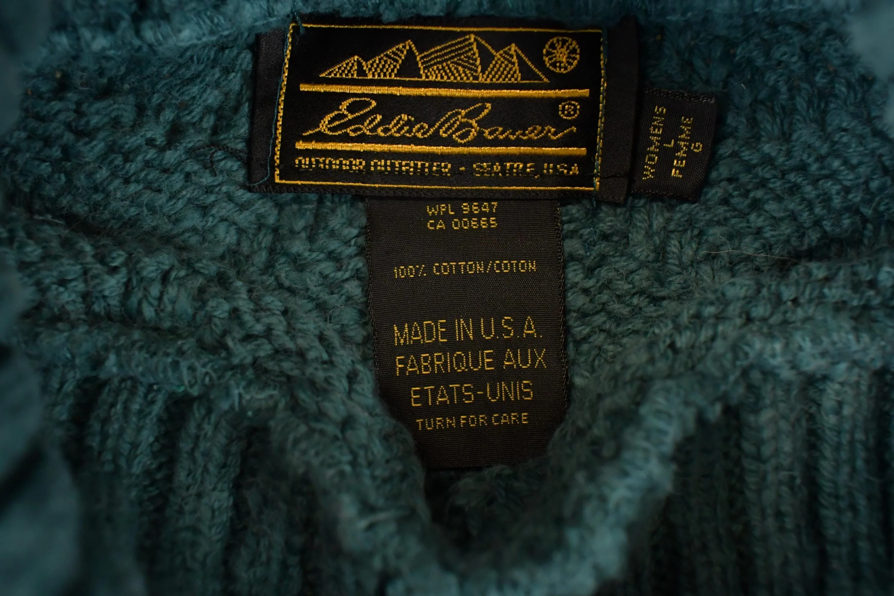 Vintage 1990s Eddie Bauer Cable Knit Turtleneck Sweater Womens L - Image 5