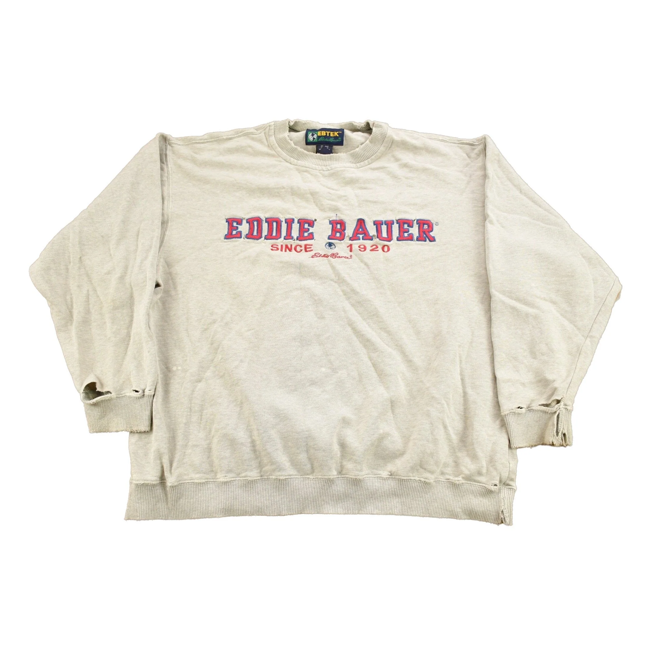 Vintage 1990s Eddie Bauer EBTEK Distressed Crewneck Sweatshirt Men's Medium