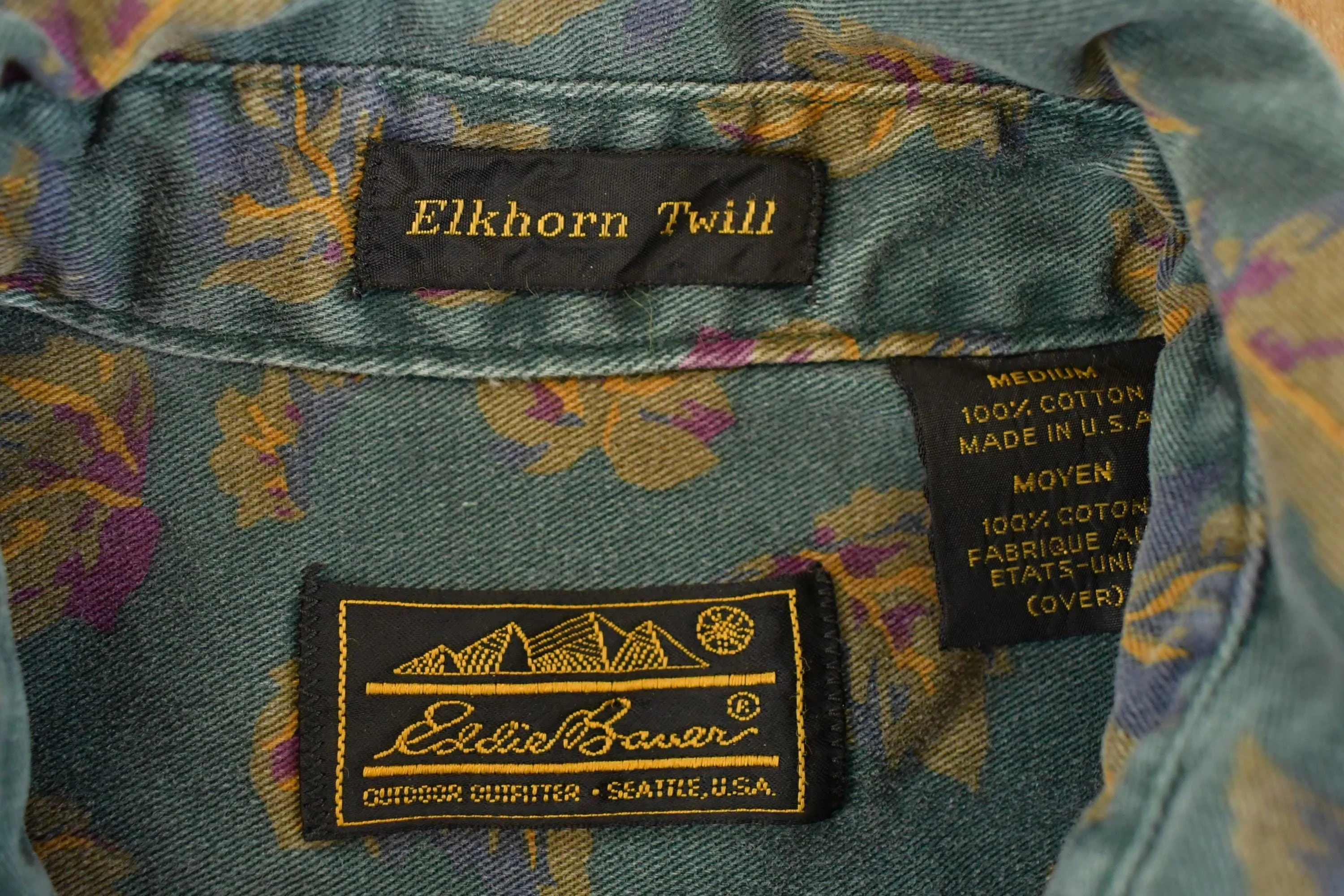Vintage 1990s Eddie Bauer Elkhorn Twill Outdoorsman Button Up Shirt Men's M - Image 4