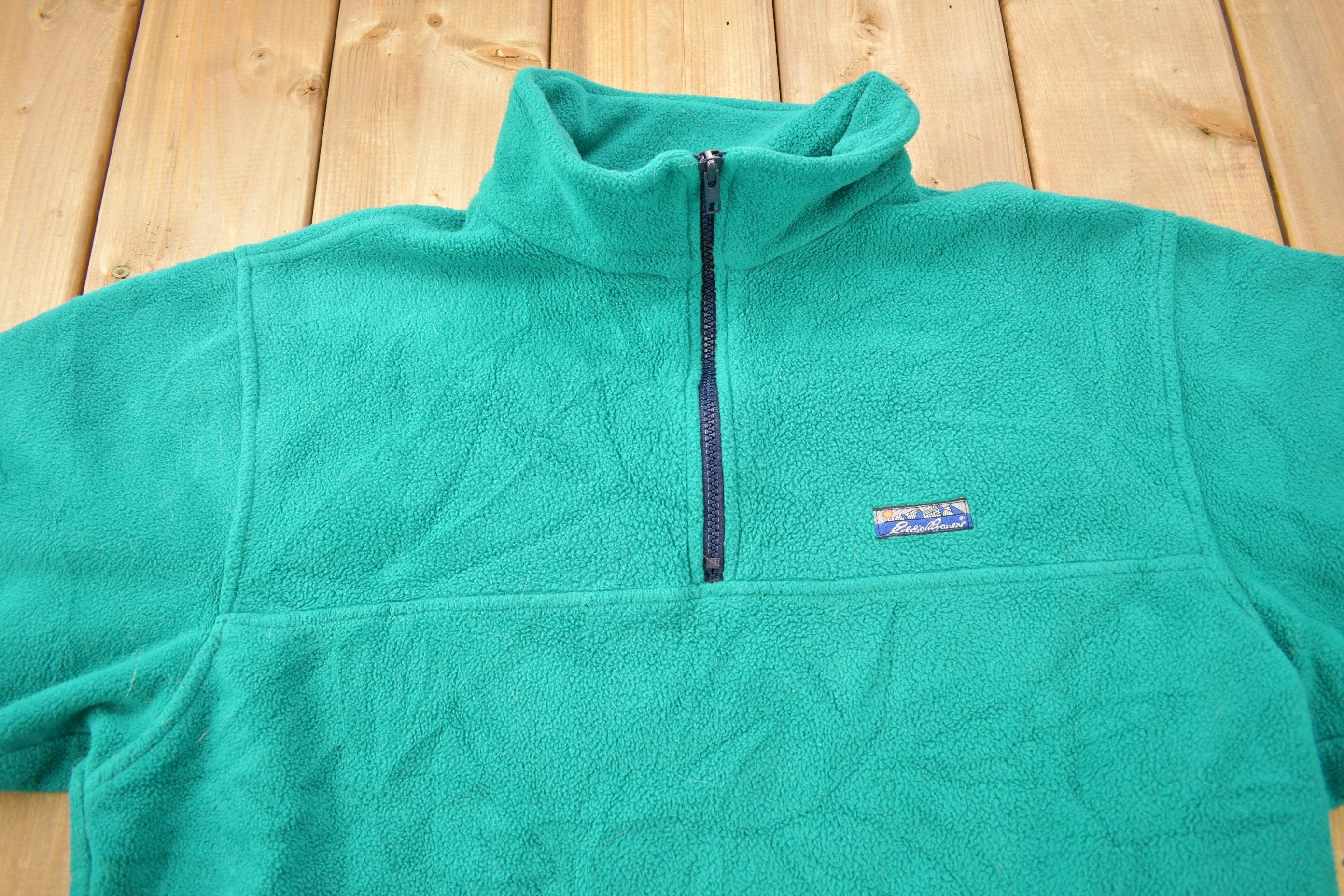 Vintage 1990s Eddie Bauer Quarter Zip Fleece Sweater - Image 3