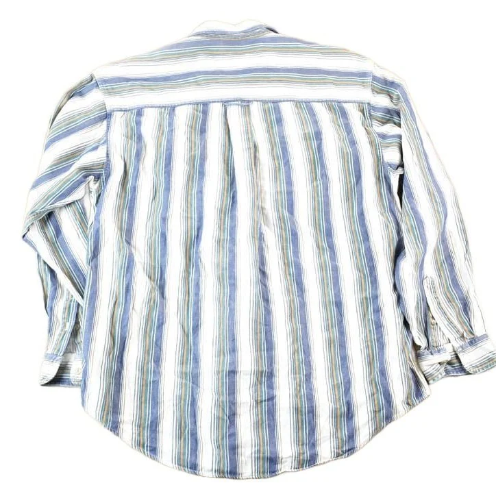 Vintage 1990s Eddie Bauer Striped Button Up Shirt Mens L - Image 2