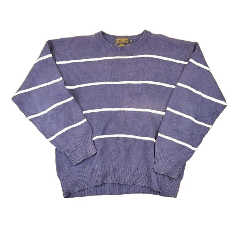 Vintage 1990s Eddie Bauer Striped Knit Crewneck Sweater Men's L