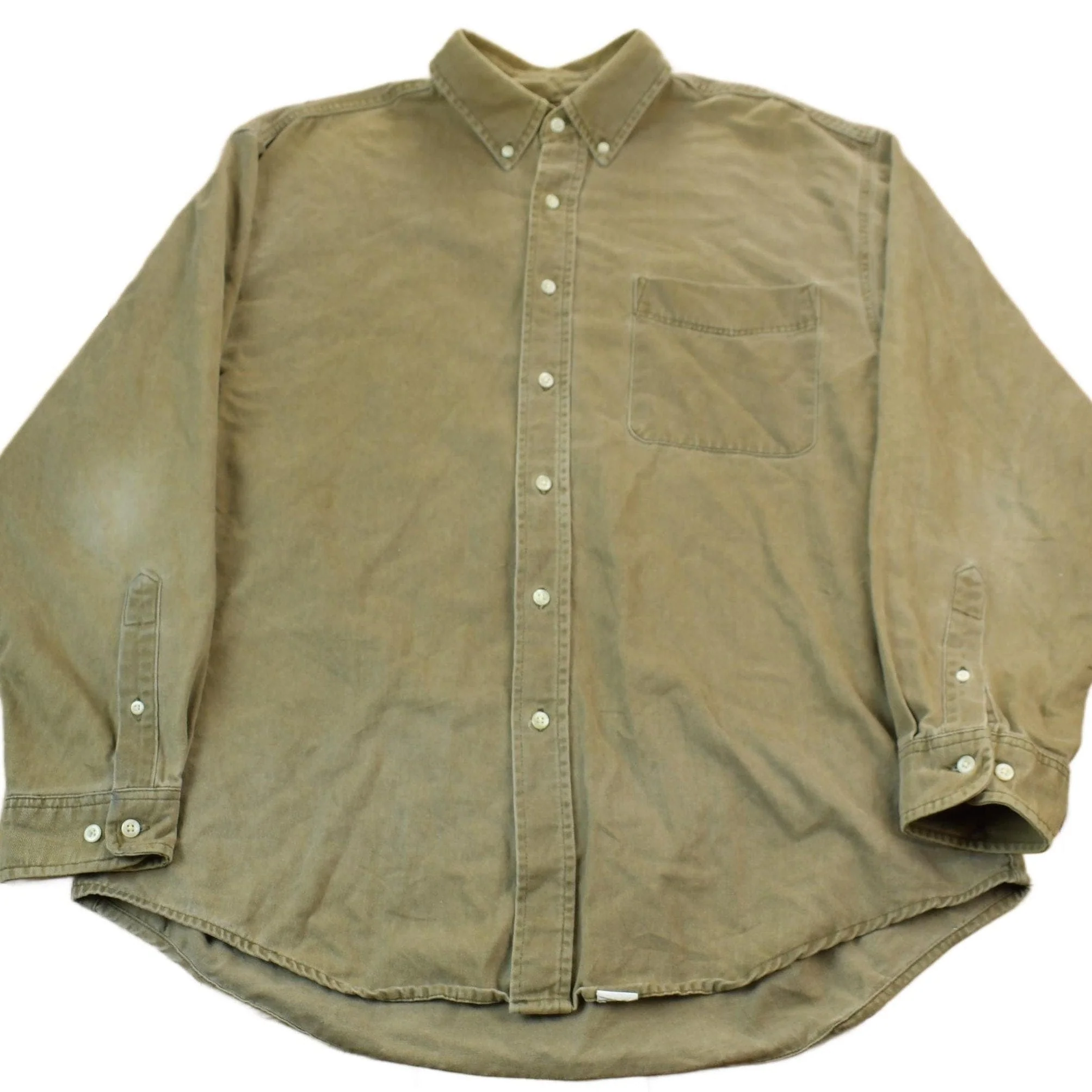 Vintage 1990s Eddie Bower Olive Western Style Button Up Rodeo Shirt Men's Large