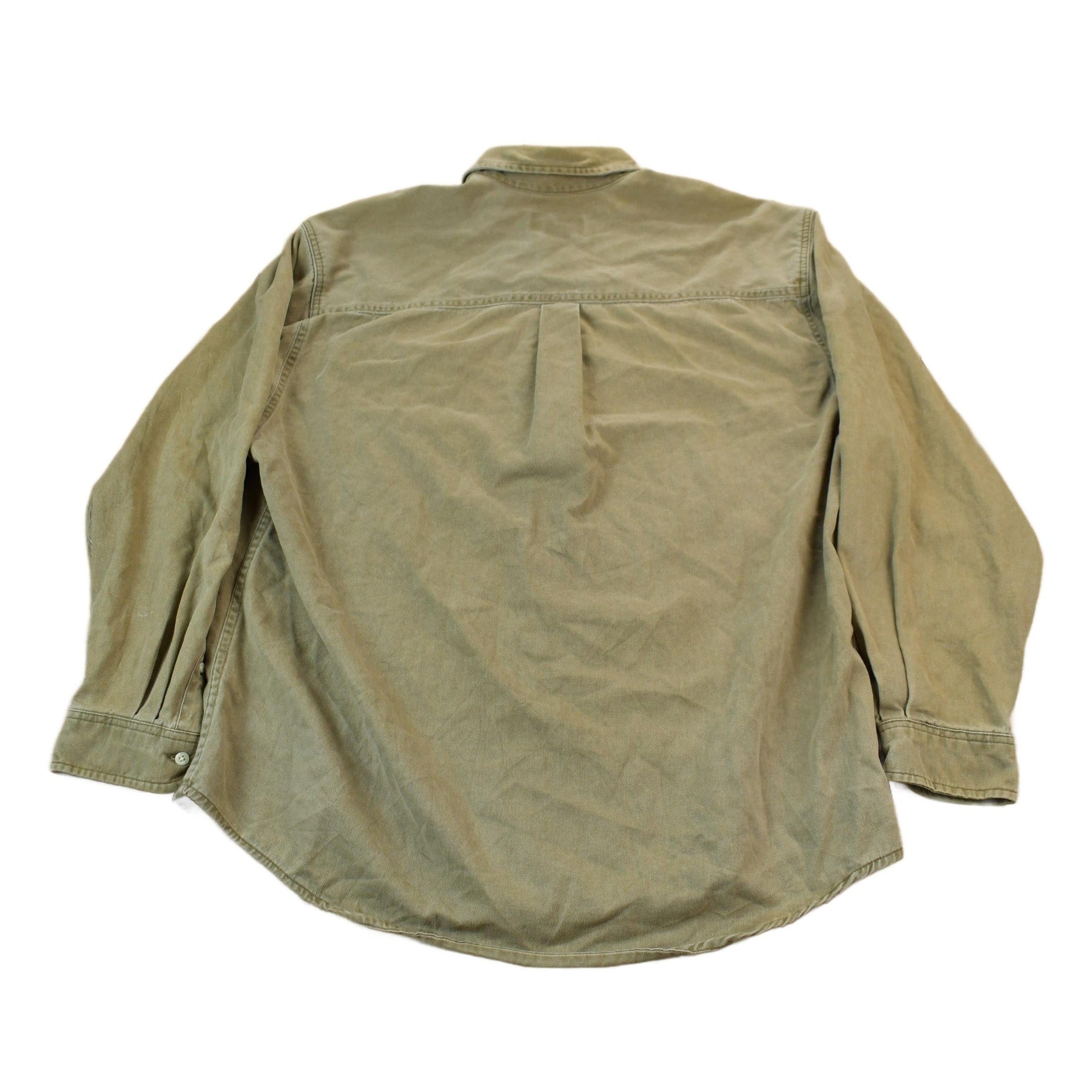 Vintage 1990s Eddie Bower Olive Western Style Button Up Rodeo Shirt Men's Large - Image 2