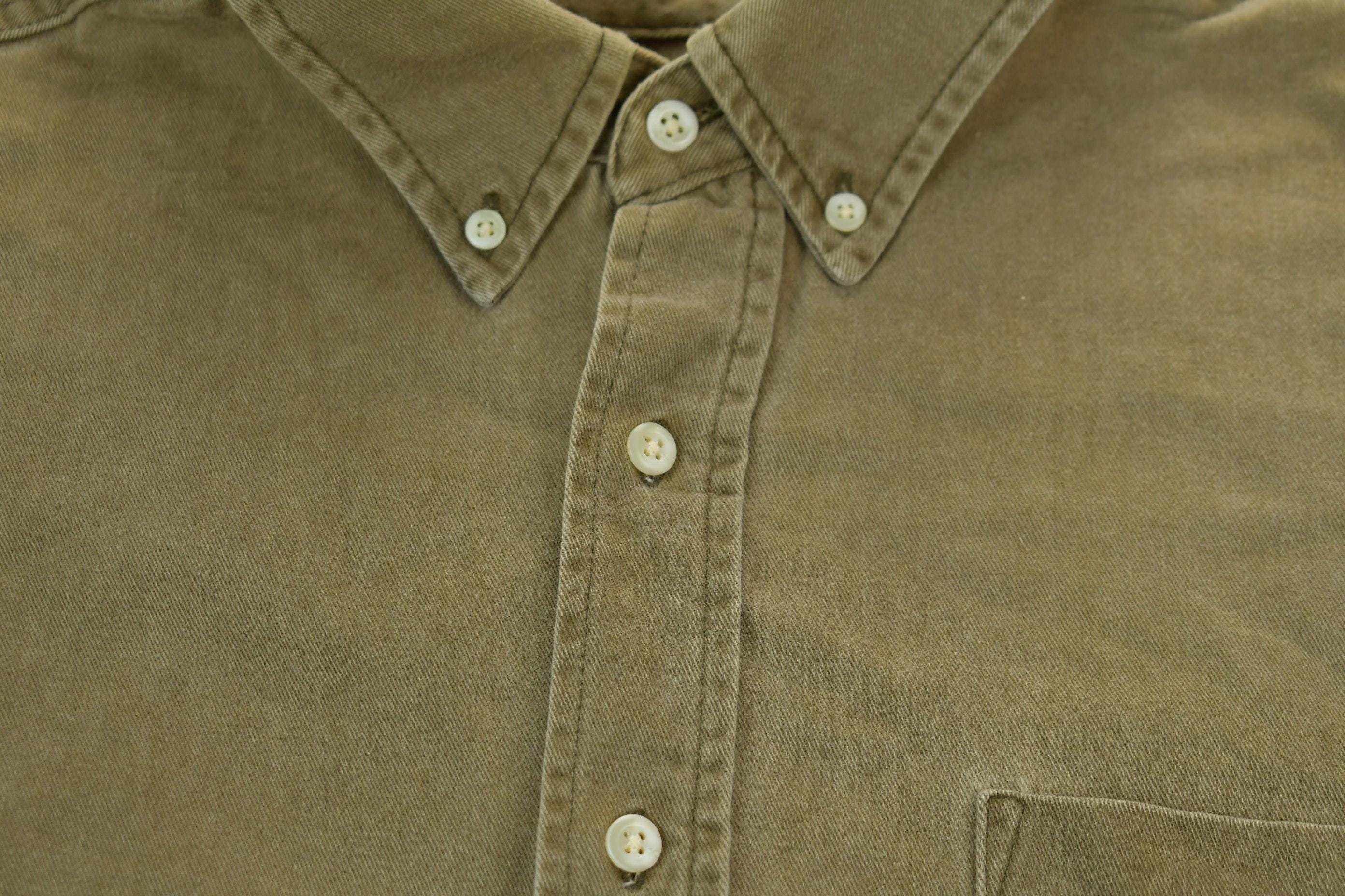 Vintage 1990s Eddie Bower Olive Western Style Button Up Rodeo Shirt Men's Large - Image 4
