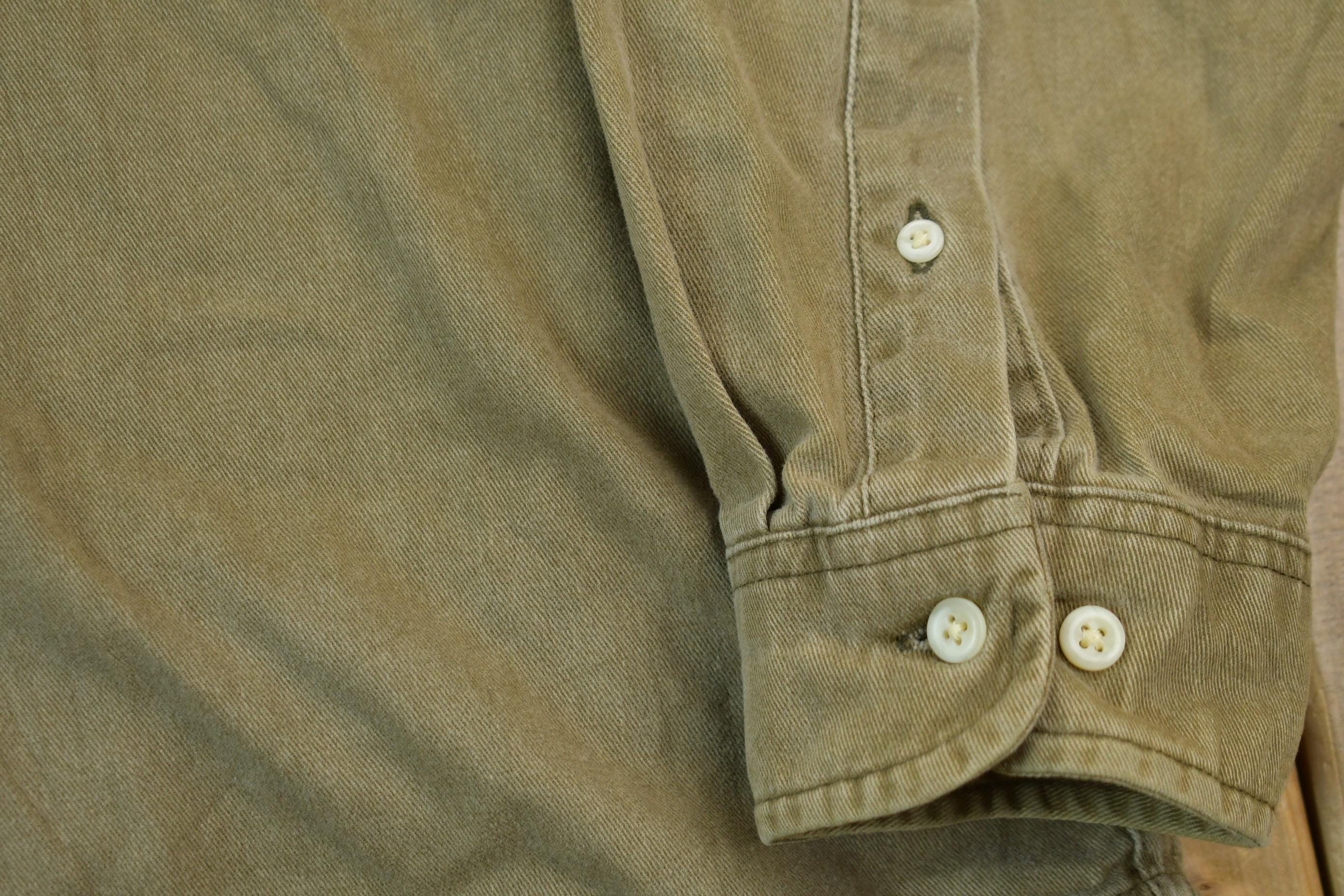 Vintage 1990s Eddie Bower Olive Western Style Button Up Rodeo Shirt Men's Large - Image 5