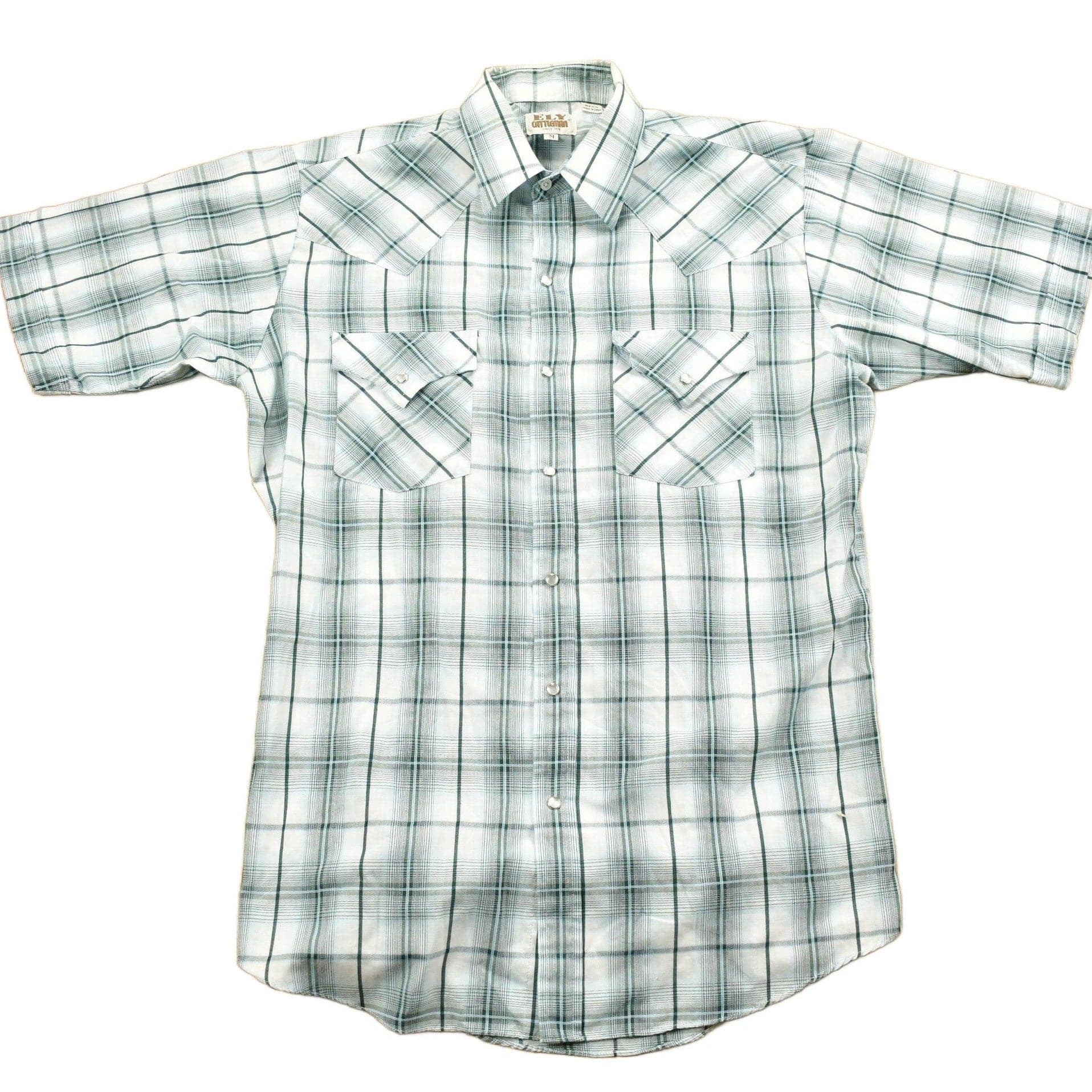 Vintage 1990s Ely Cattleman Western Flannel Button Up Short Sleeve Shirt Men's Medium