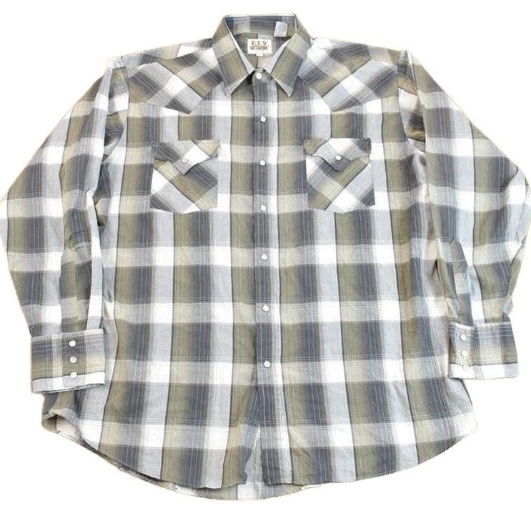 Vintage 1990s Ely Cattleman Western Style Pearl Snap Button Down Flannel Shirt Men's XL