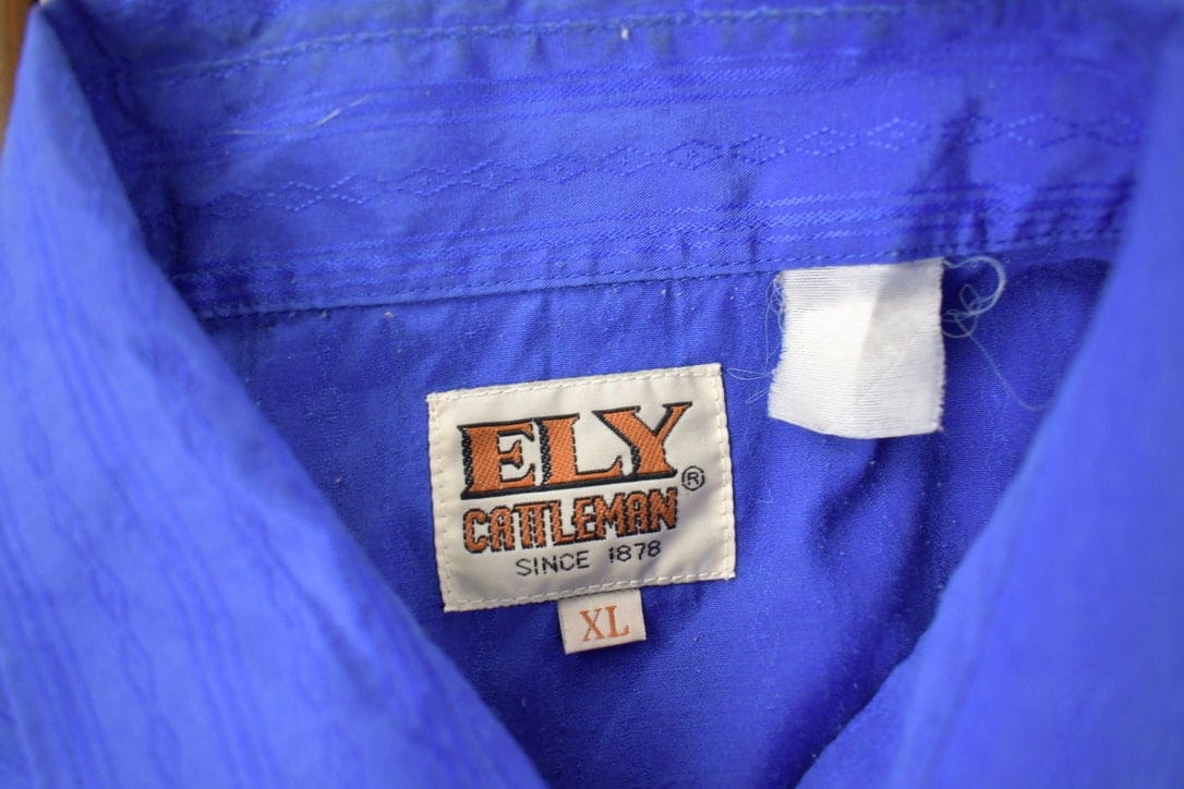 Vintage 1990s Ely Cattleman Western Style Pearl Snap Button Up Shirt Men's XL - Image 4