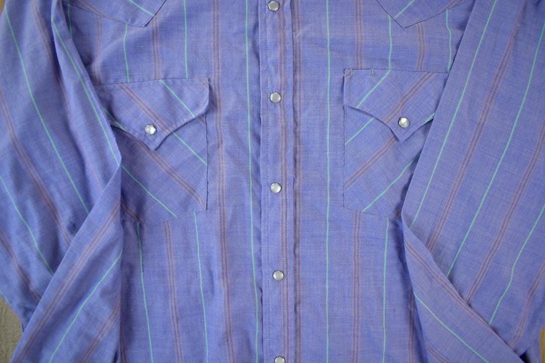 Vintage 1990s Ely Gentleman Stripe Western Shirt Men's XL - Image 3
