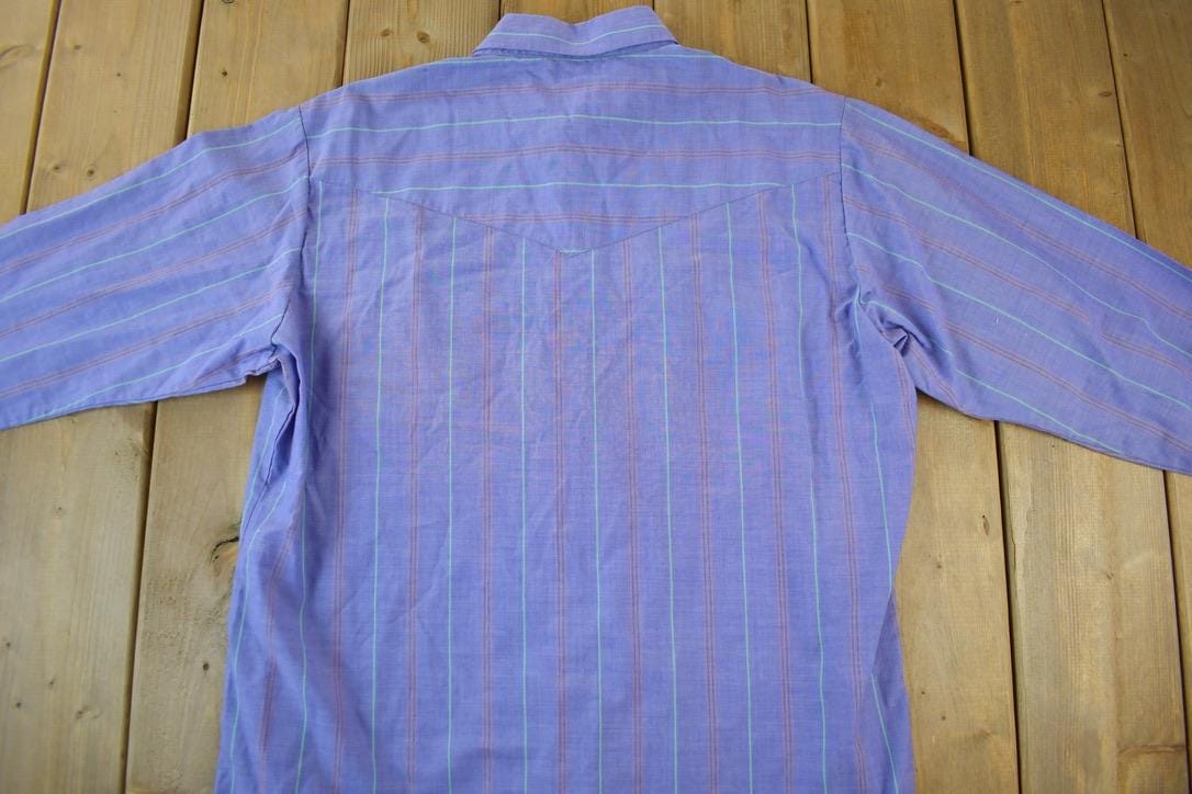 Vintage 1990s Ely Gentleman Stripe Western Shirt Men's XL - Image 5