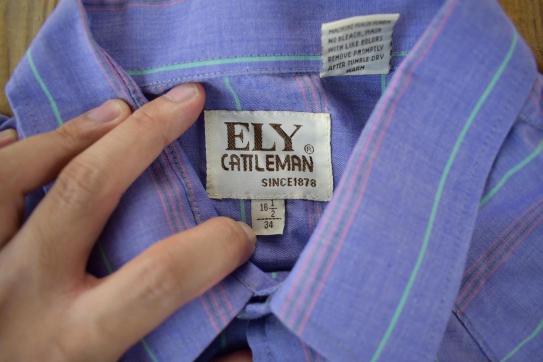 Vintage 1990s Ely Gentleman Stripe Western Shirt Men's XL - Image 6