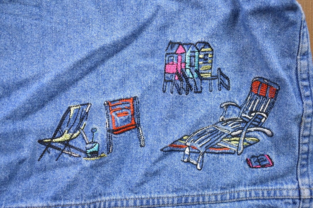 Vintage 1990s Embroidered Jean Button Up Shirt Men's XL - Image 7