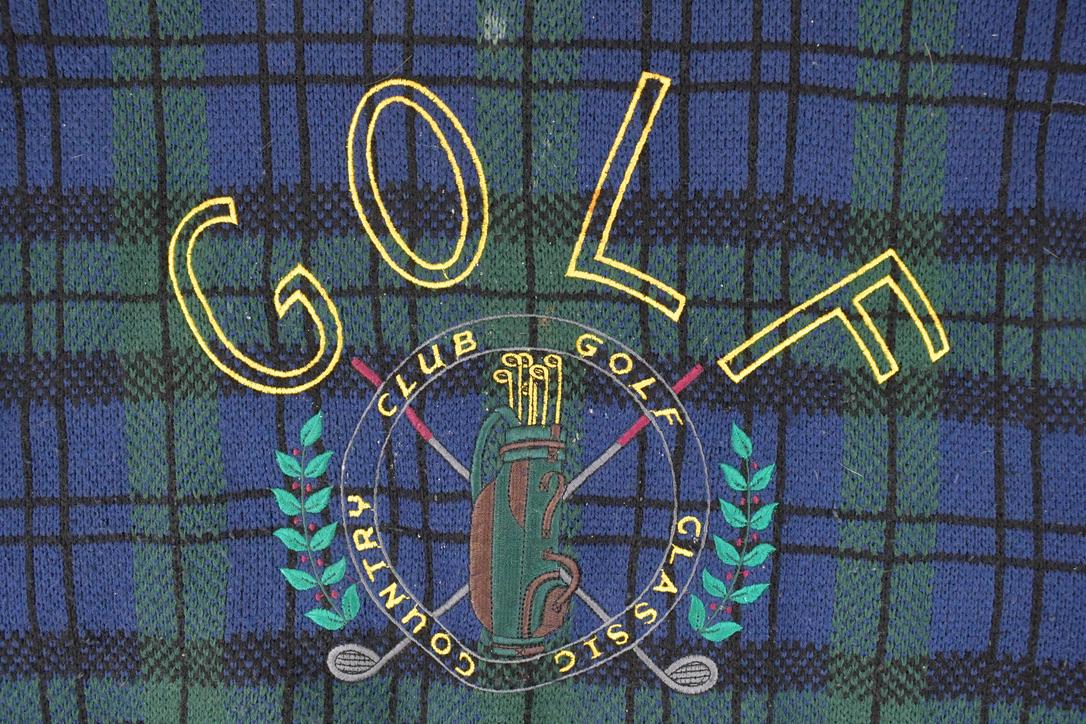Vintage 1990s Embroidered Knit Golf Crewneck Sweater Mens L - Image 3