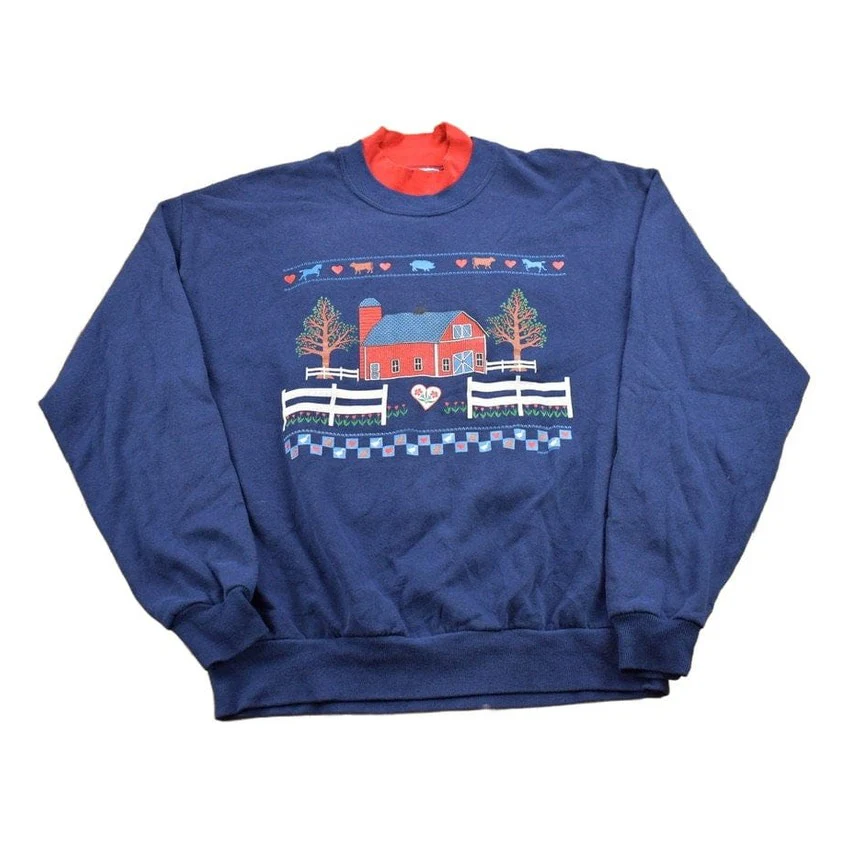 Vintage 1990s Endless Designs Farm Theme Crewneck Sweater Men's MMen's Medium